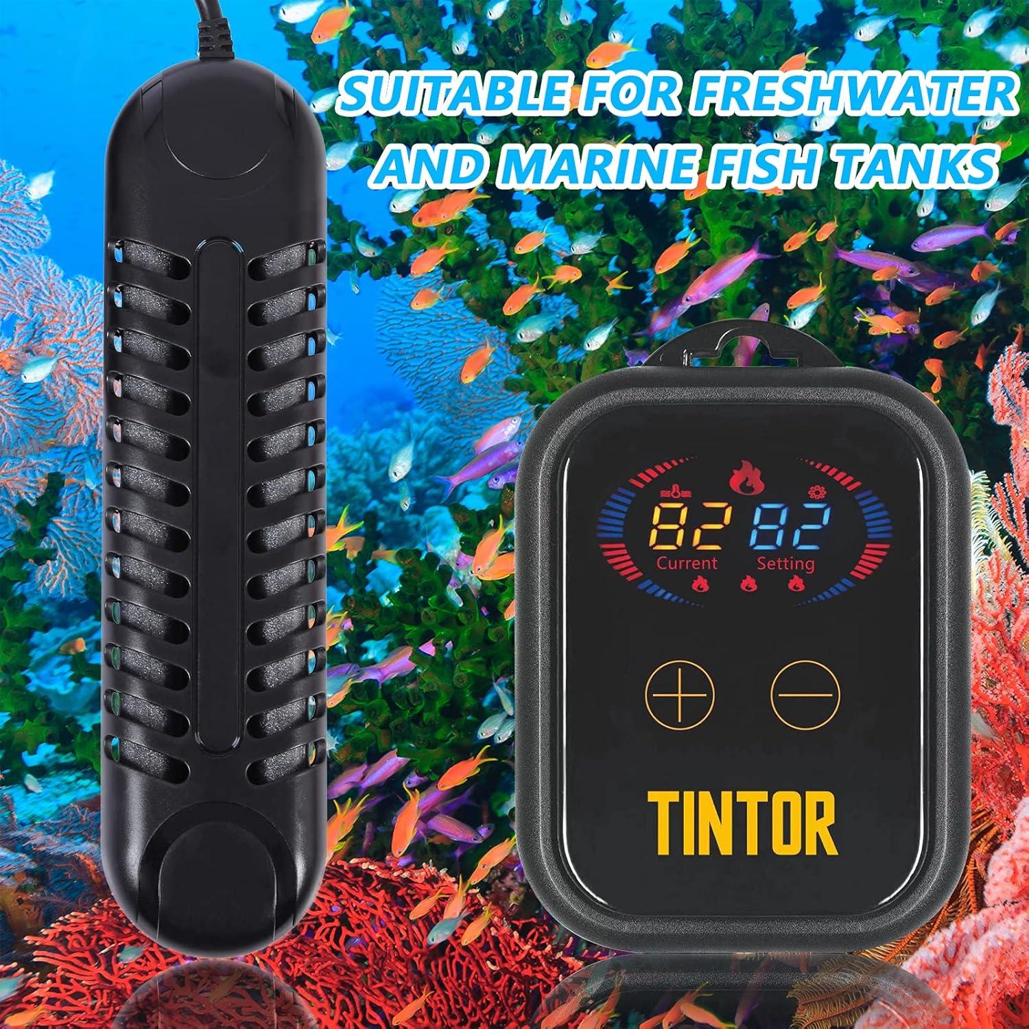 Calentador de Acuario Tintor 1200W Digital LED para Agua Dulce y Salada