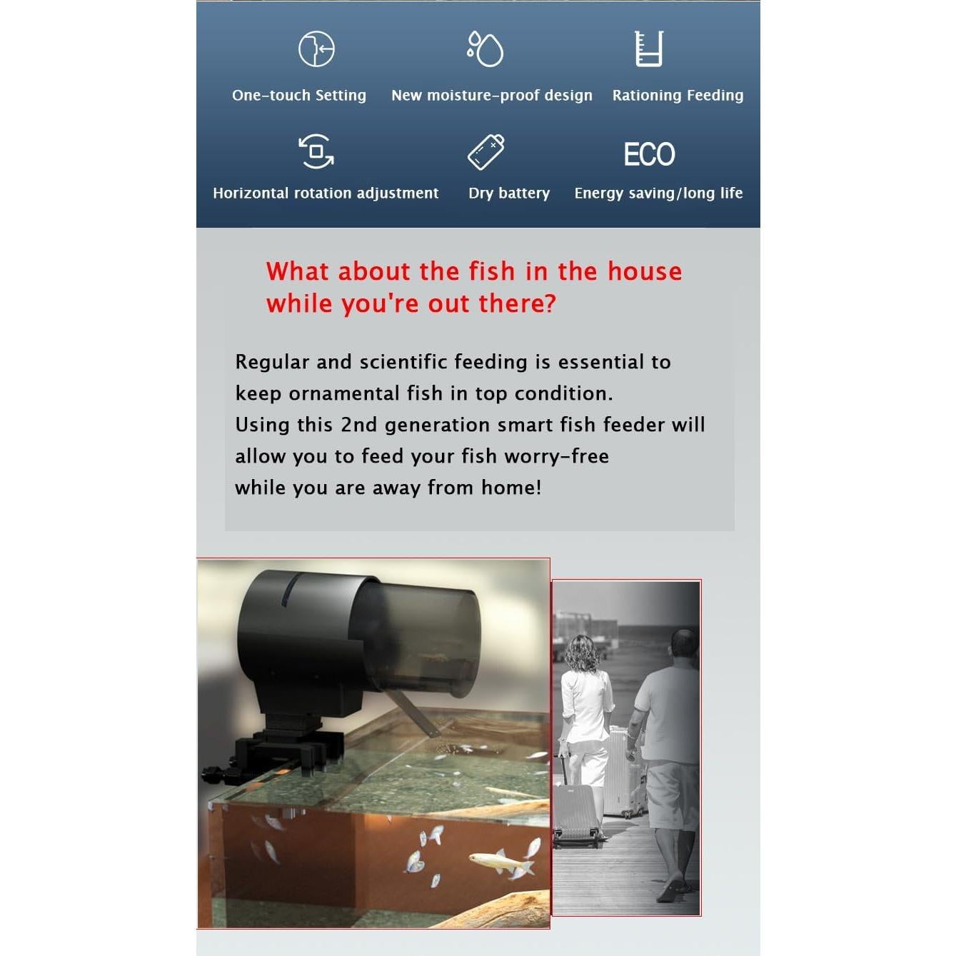 Alimentador Automático para Acuarios xixibuy 210ml Batería