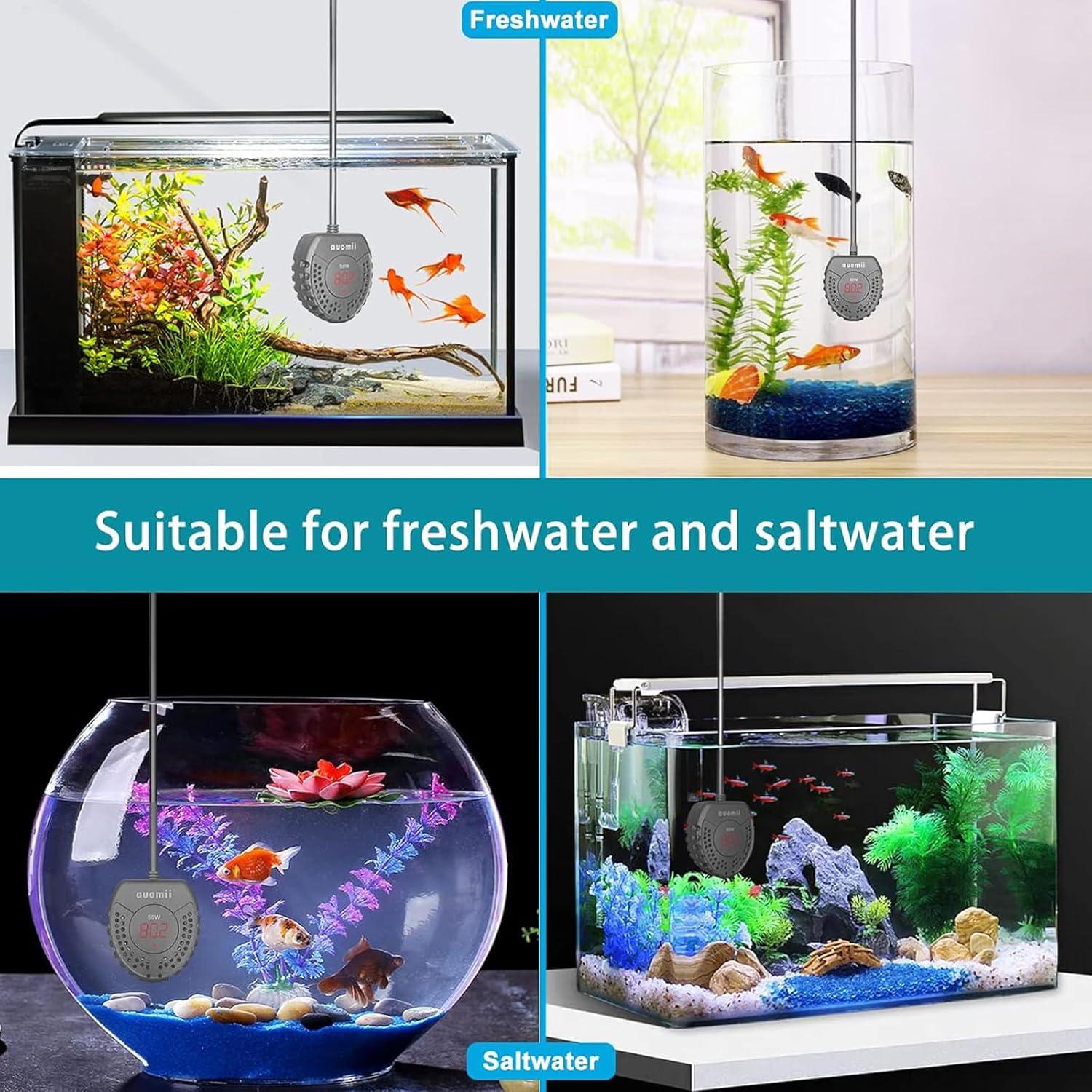 Calentador de Acuario AUOMII 50W con Controlador de Temperatura