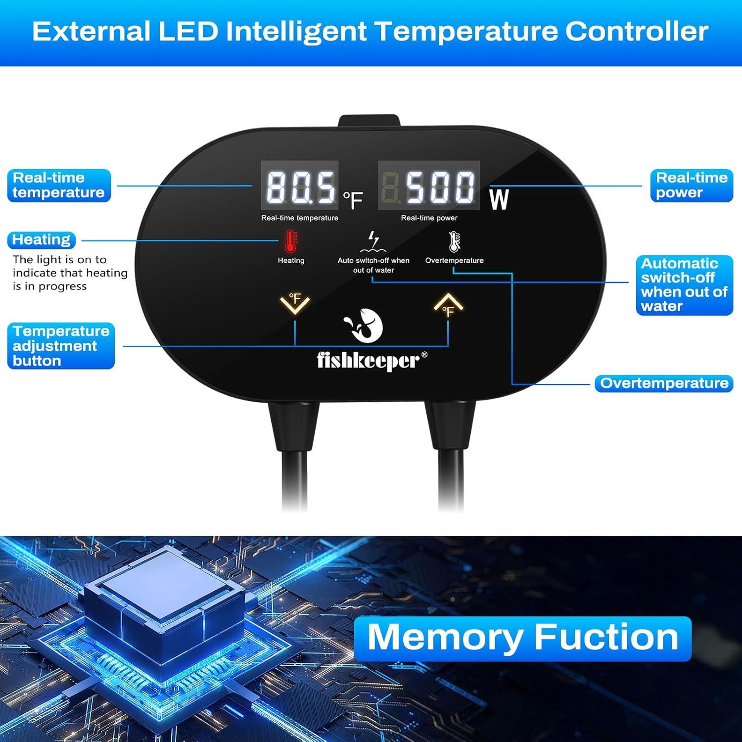 Calentador de Acuario Fishkeeper 500W para 250-511 Litros