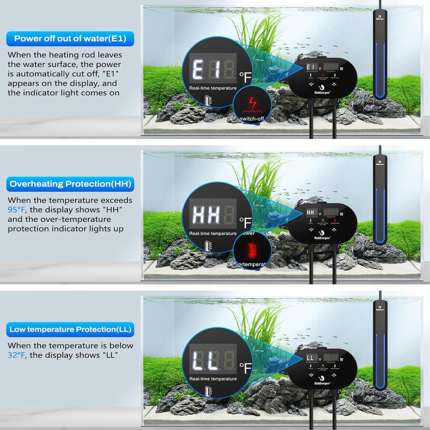 Calentador de Acuario Fishkeeper 500W para 250-511 Litros