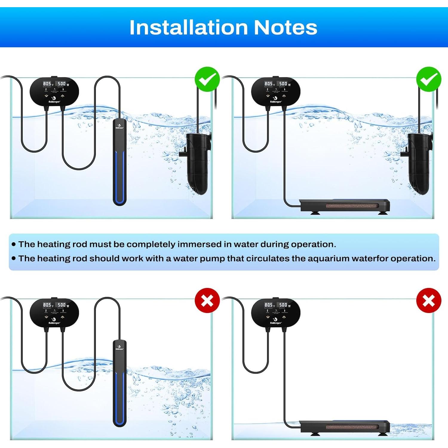 Calentador de Acuario Fishkeeper 500W para 250-511 Litros