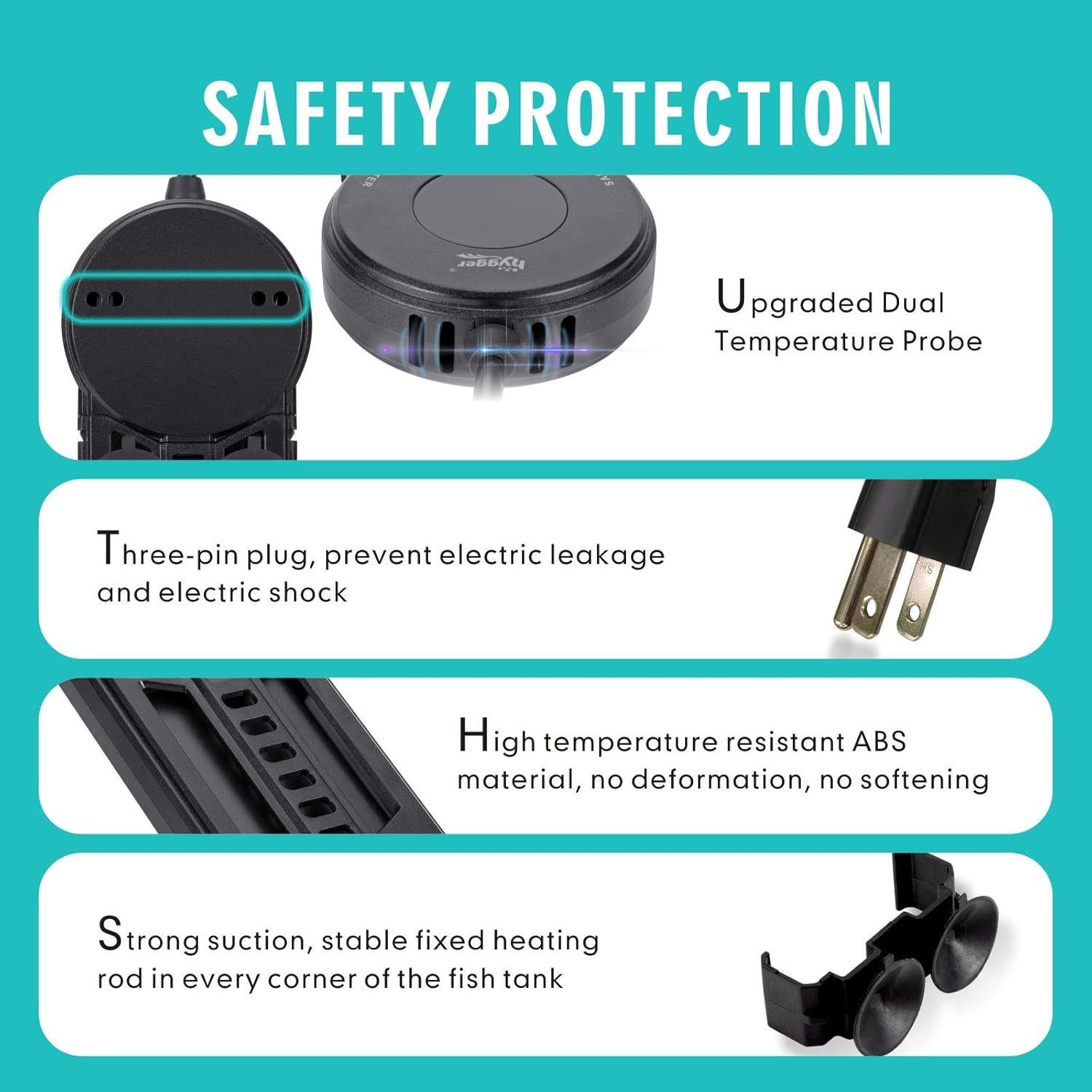 Calentador de Acuario Hygger 500W para 227-454 Litros