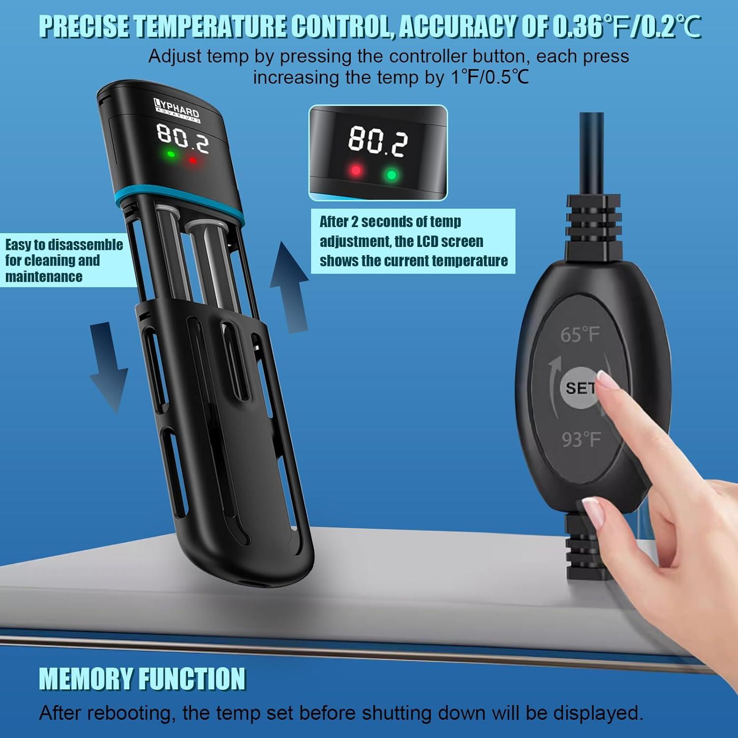 Calentador de Acuario LYPHARD 100W Sumergible 8-40 Galones