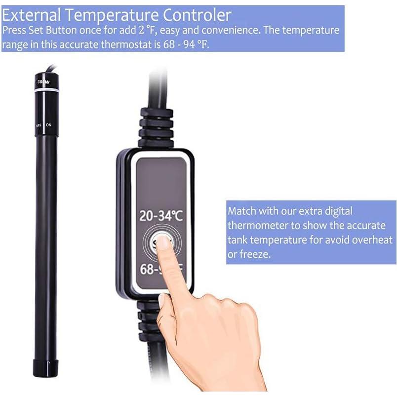 Calentador de Acuario MQ 500W Titanio 70-80 Galones LED