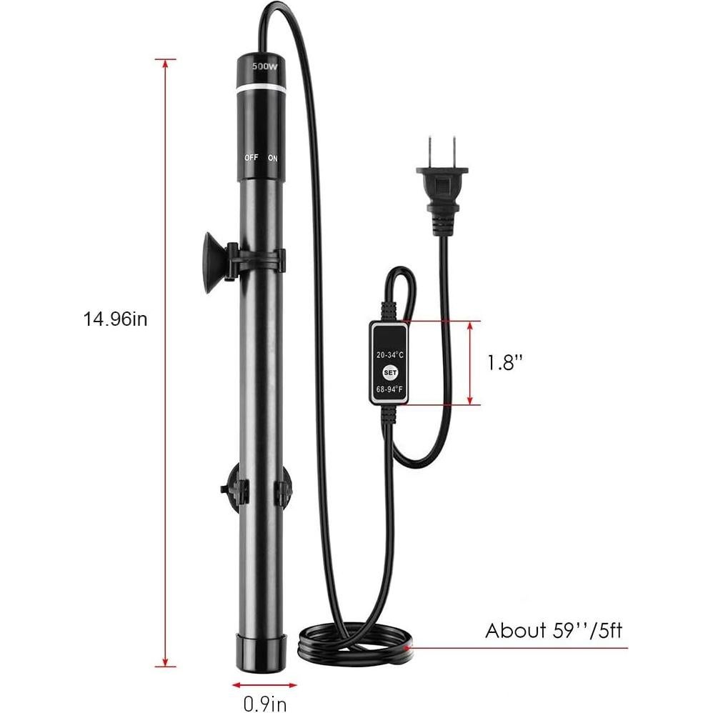 Calentador de Acuario MQ 500W Titanio 70-80 Galones LED