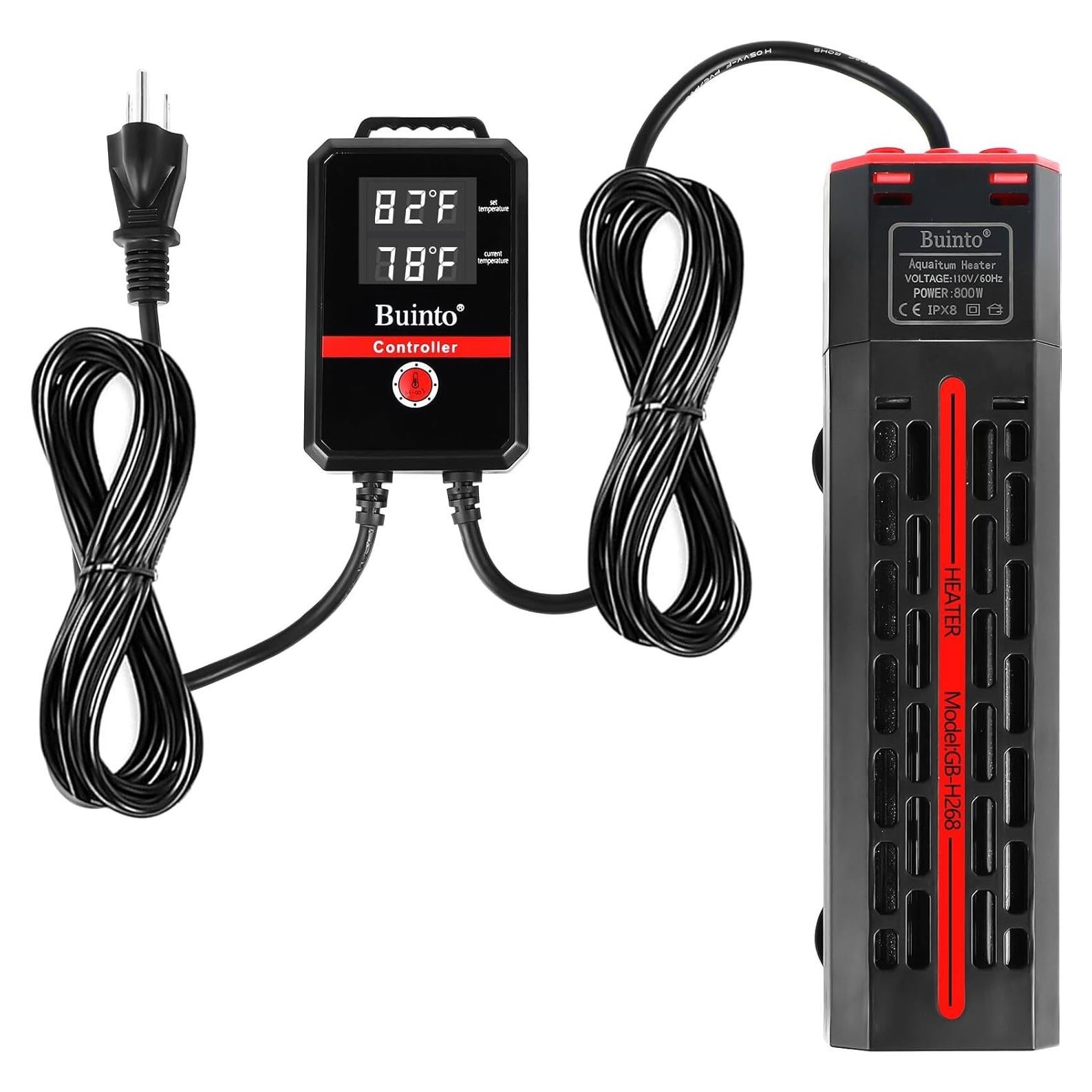 Calentador de Acuario Buinto 1200W Sumergible con Control LED