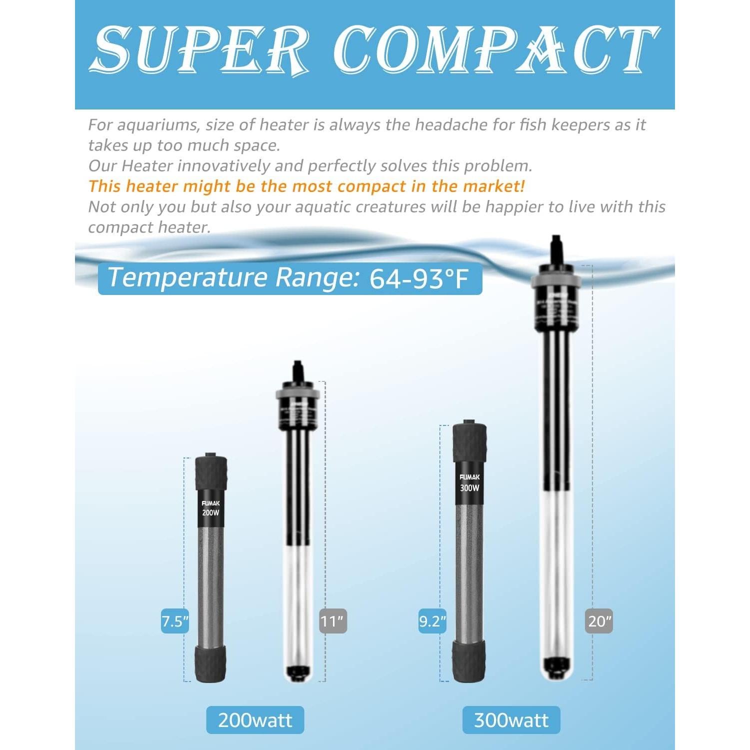 Calentador de Acuario 300W Waayon con Pantalla Digital LED