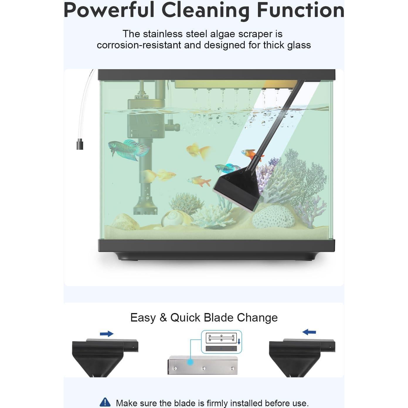 Tanque de Peces Betta URUQ 7.6L Negro + Kit Limpieza 11 Piezas