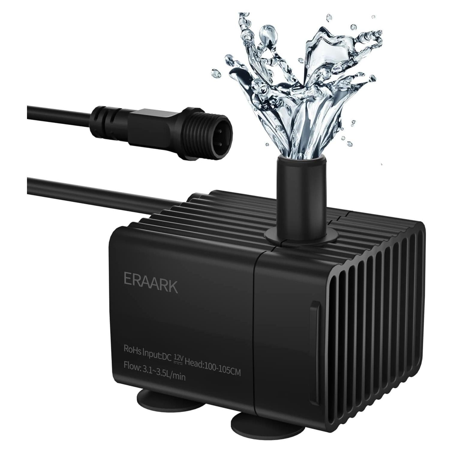 Bomba de Agua Silenciosa ERAARK 50GPH 190L/H para Acuario