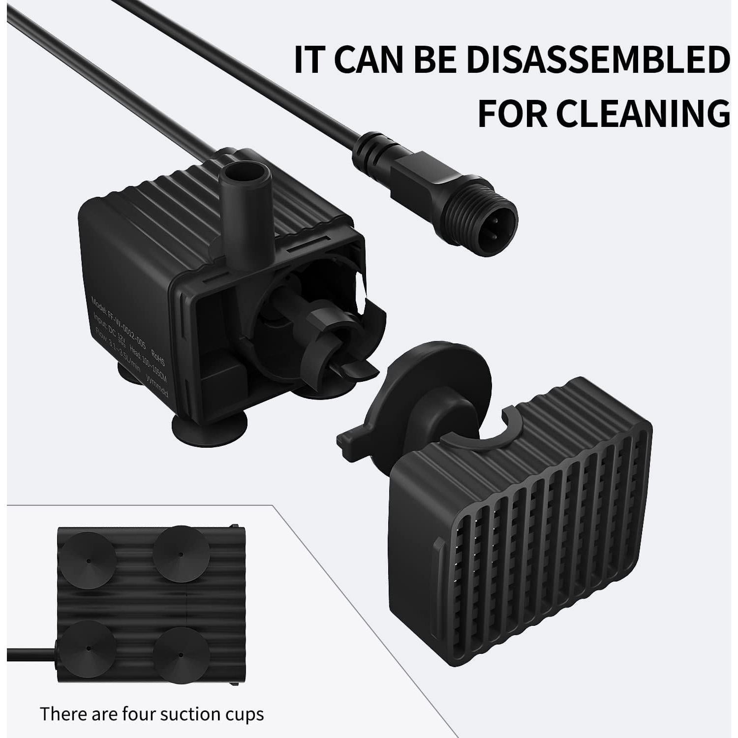 Bomba de Agua Silenciosa ERAARK 50GPH 190L/H para Acuario