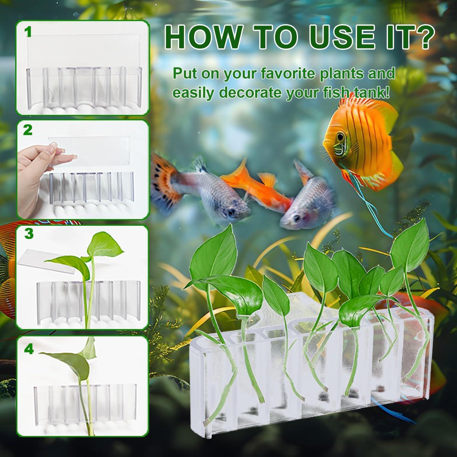 Soporte de Planta para Acuario Aidmi 2PC Transparente 7 Agujeros