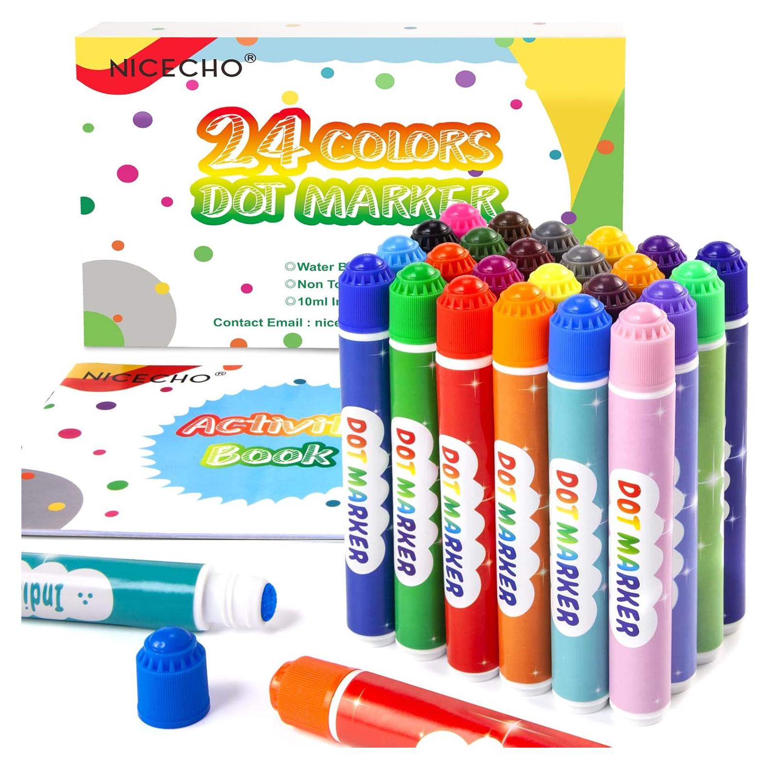 Marcadores de Puntos Nicecho 24 Colores Lavables para Niños