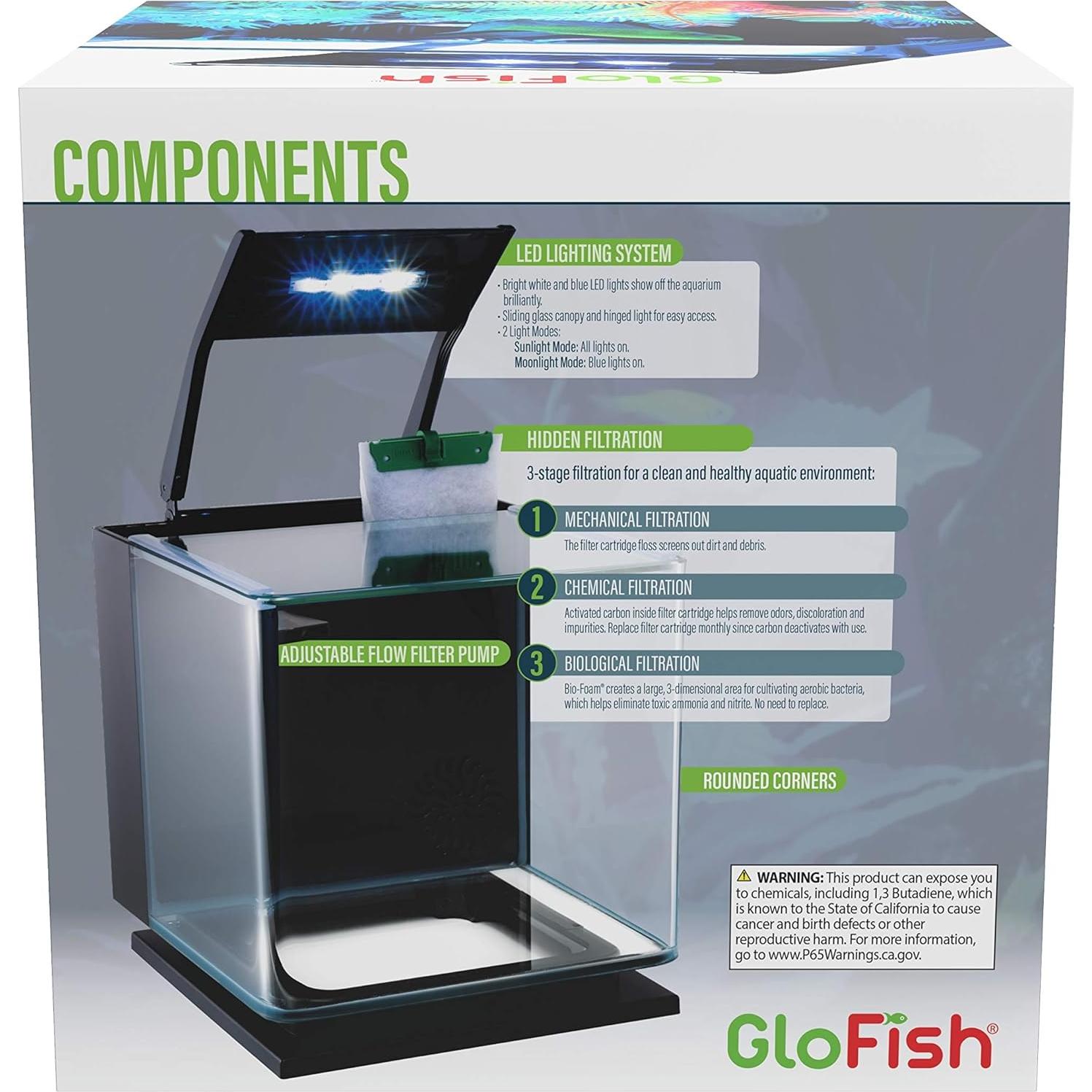 Kit Acuario GloFish Betta 11.36L con LED y Filtro Tetra