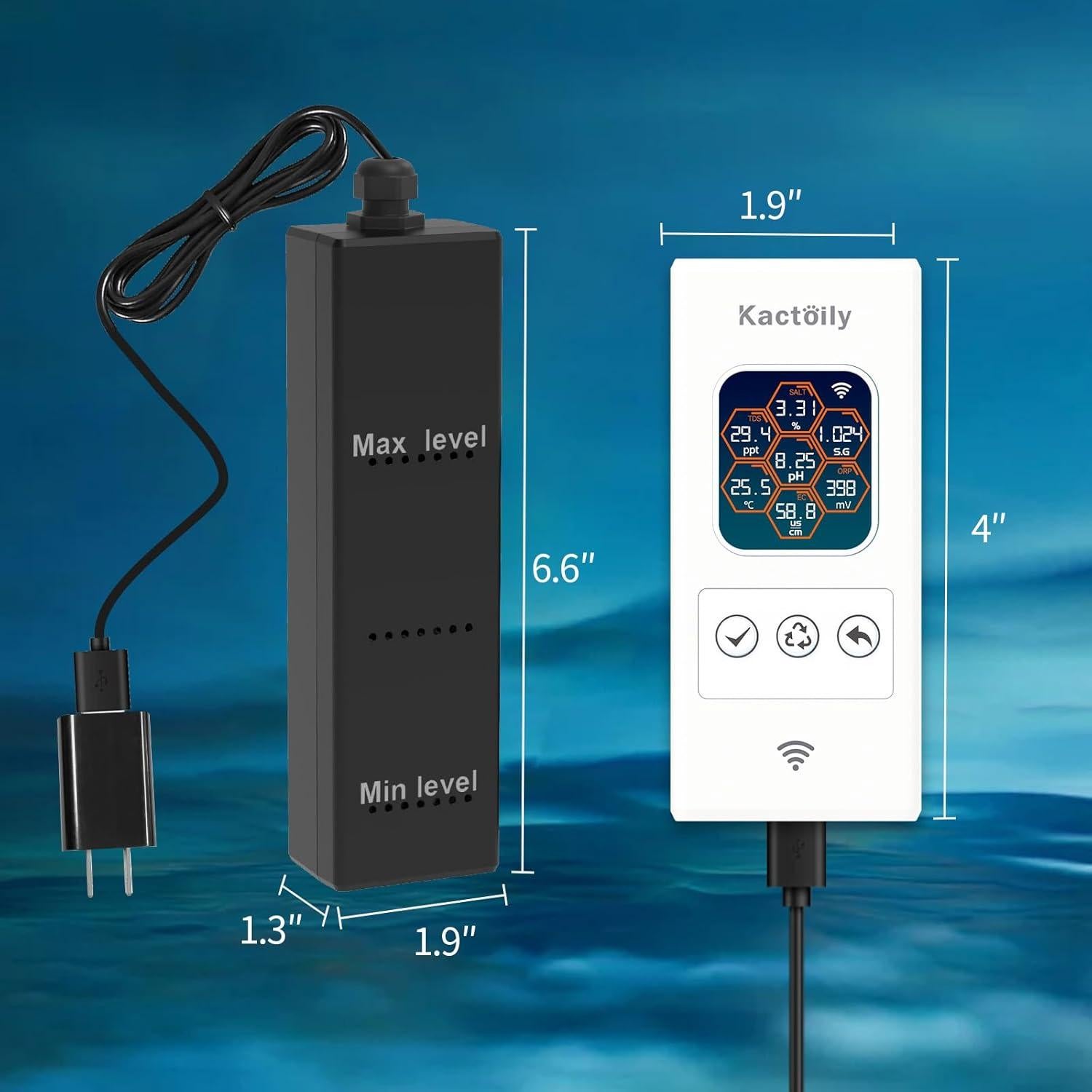 Monitor de Acuario Inteligente Kactoily 7 en 1 WiFi pH TDS EC