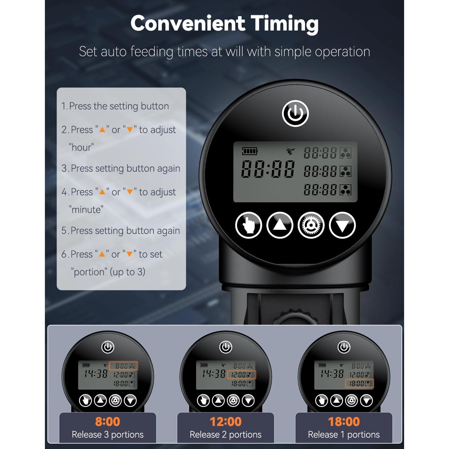 Alimentador Automático de Peces Pawfly 200 ml USB Ajustable