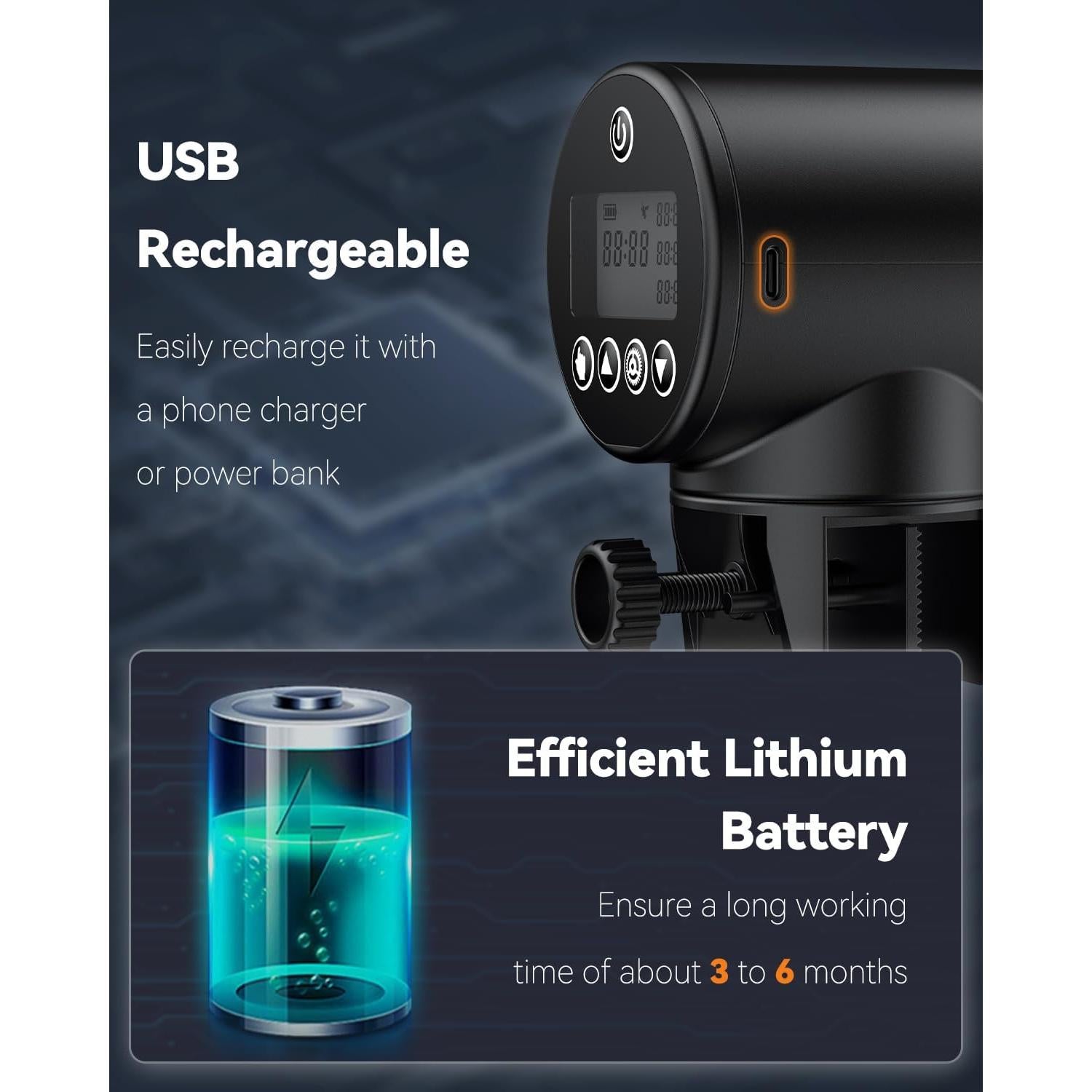 Alimentador Automático de Peces Pawfly 200 ml USB Ajustable