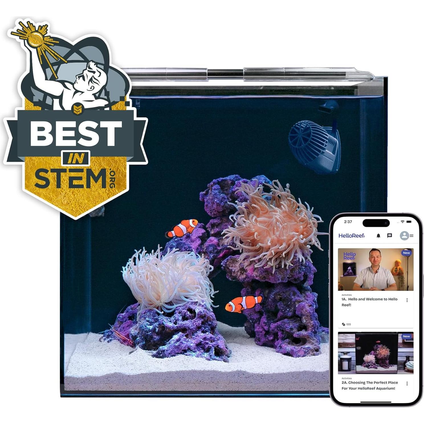 Kit Acuario Agua Salada 56.8L HelloReef con LED y Filtración