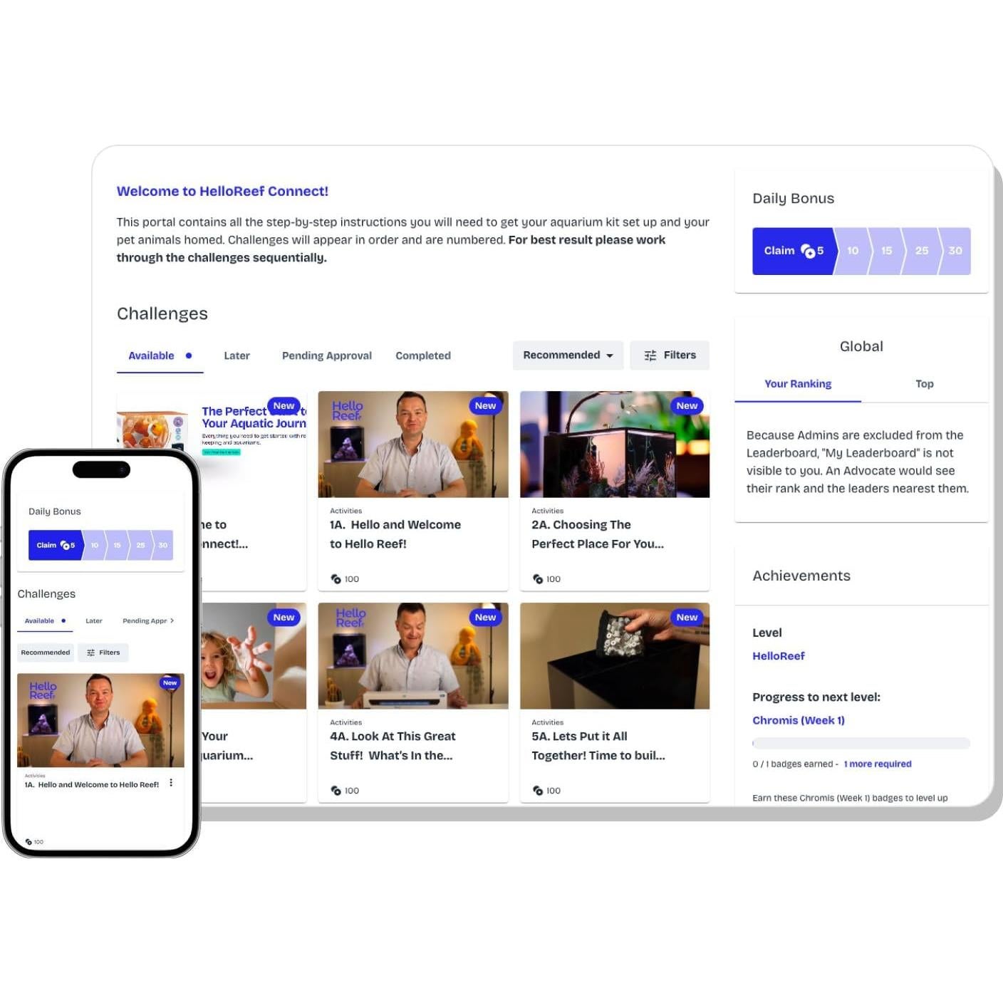 Kit Acuario Agua Salada 56.8L HelloReef con LED y Filtración