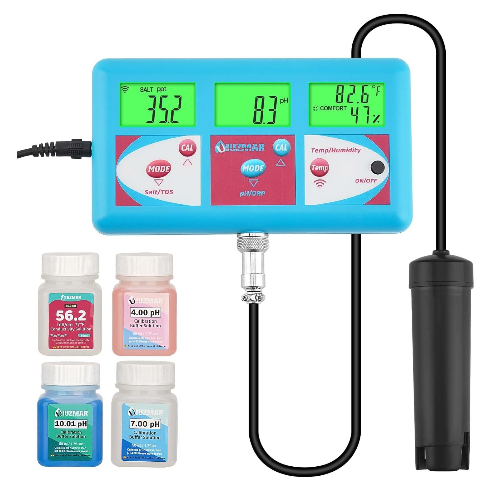 Medidor Digital de pH y Salinidad 6 en 1 UIUZMAR para Acuarios