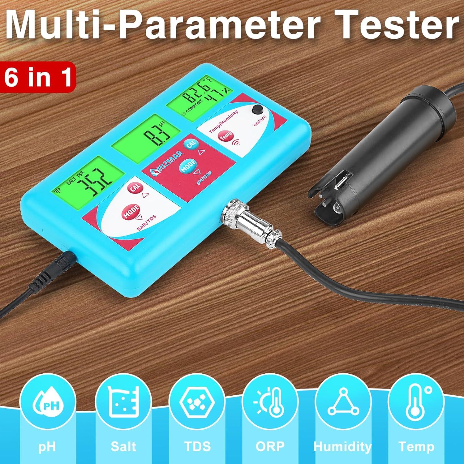 Medidor Digital de pH y Salinidad 6 en 1 UIUZMAR para Acuarios