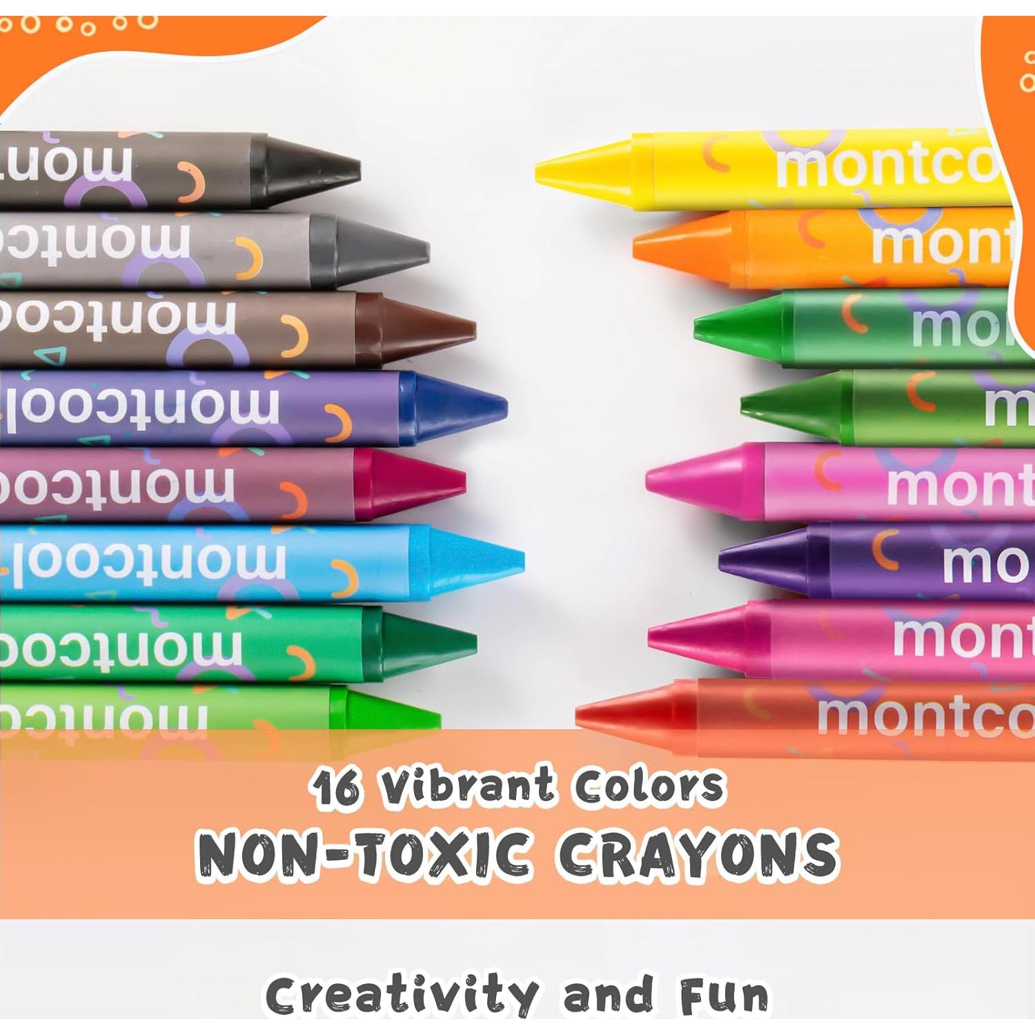 Crayones Jumbo Montcool 16 Colores No Tóxicos para Niños