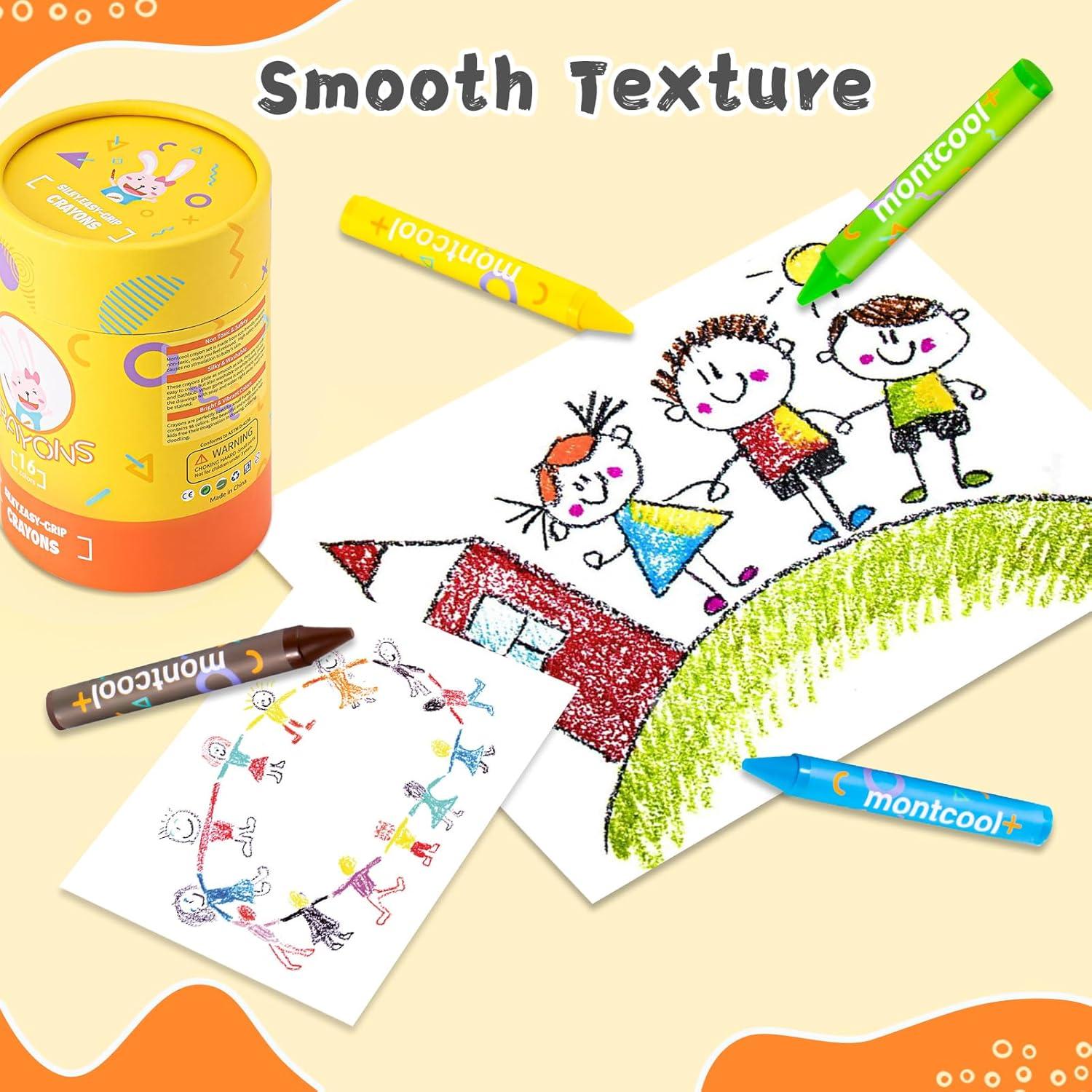 Crayones Jumbo Montcool 16 Colores No Tóxicos para Niños