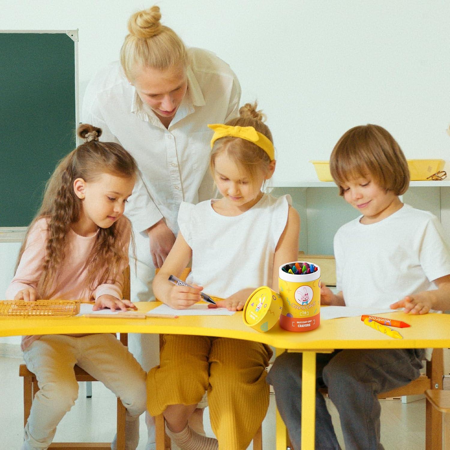 Crayones Jumbo Montcool 16 Colores No Tóxicos para Niños