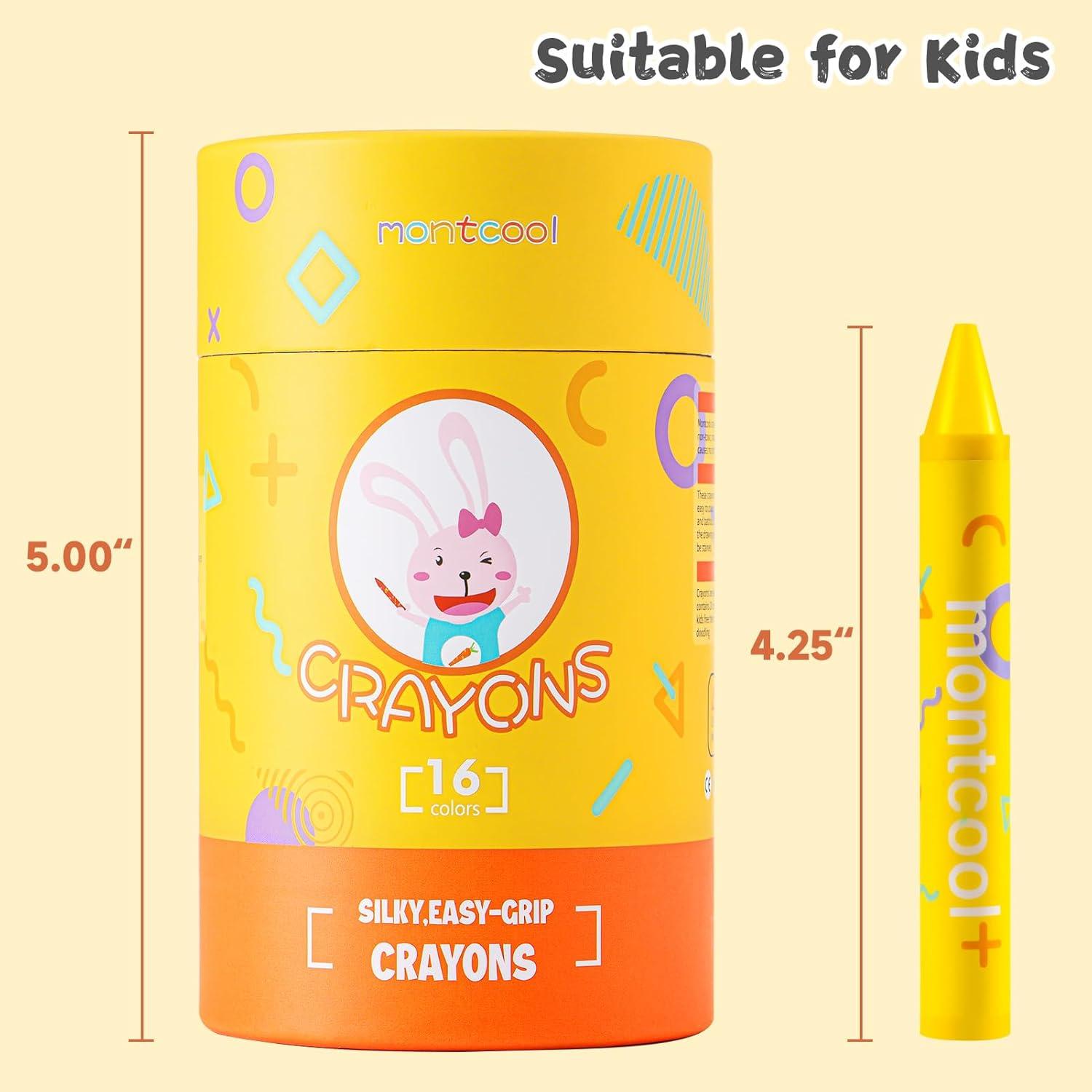 Crayones Jumbo Montcool 16 Colores No Tóxicos para Niños