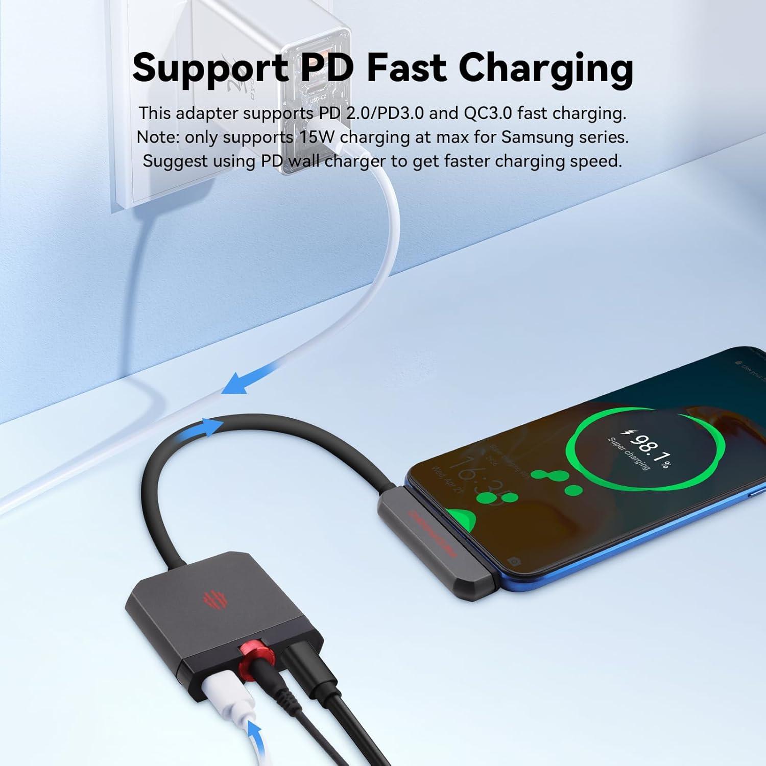 Adaptador USB C a 3.5mm y Cargador Rápido Nubia PA3104