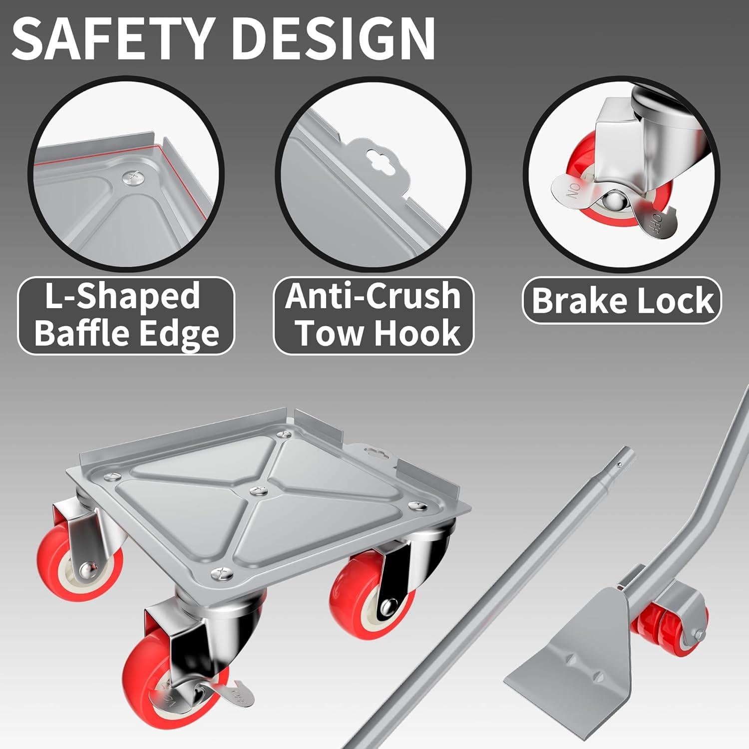 Carretilla de Muebles MYUEA 5 Ruedas Carga Pesada 1600 kg