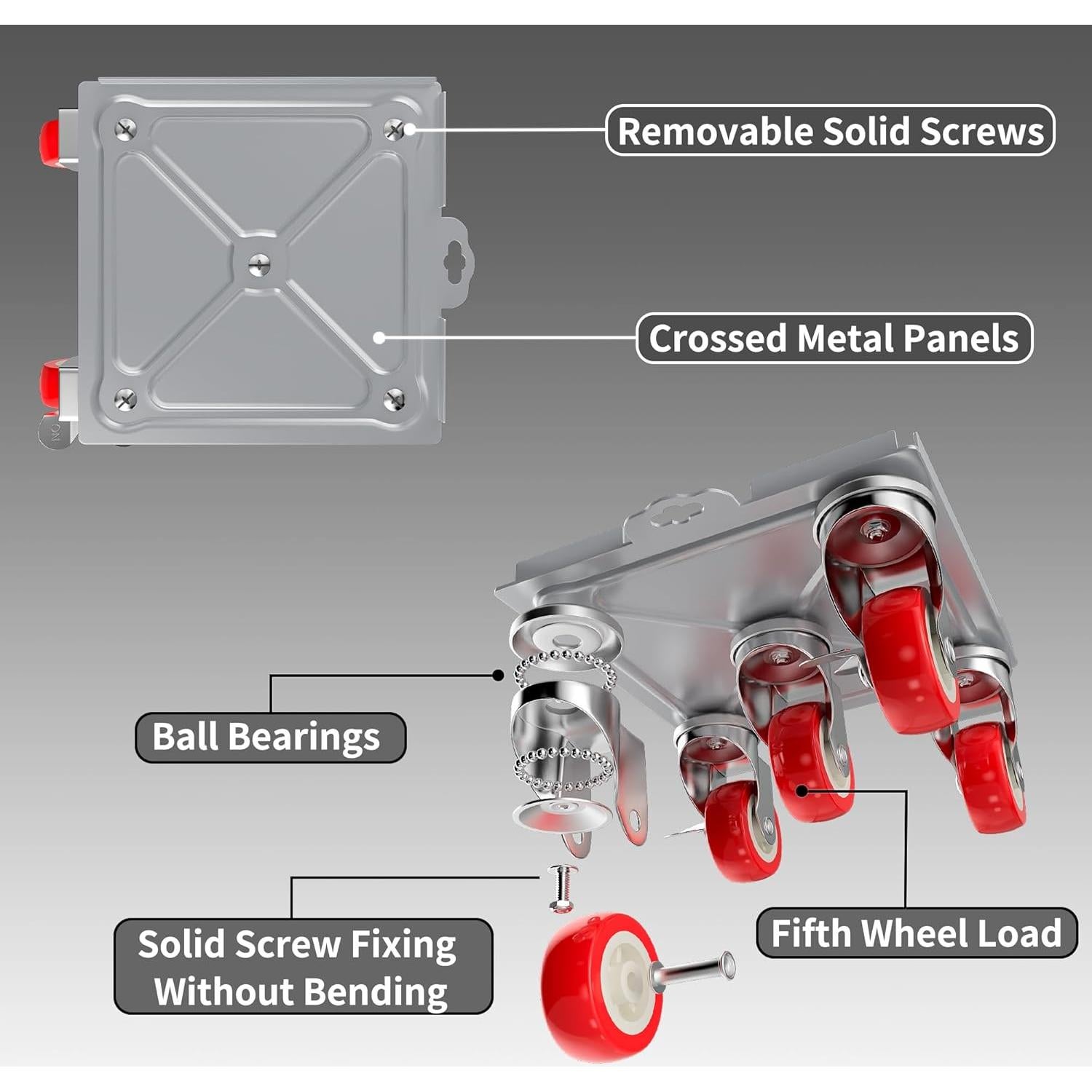 Carretilla de Muebles MYUEA 5 Ruedas Carga Pesada 1600 kg