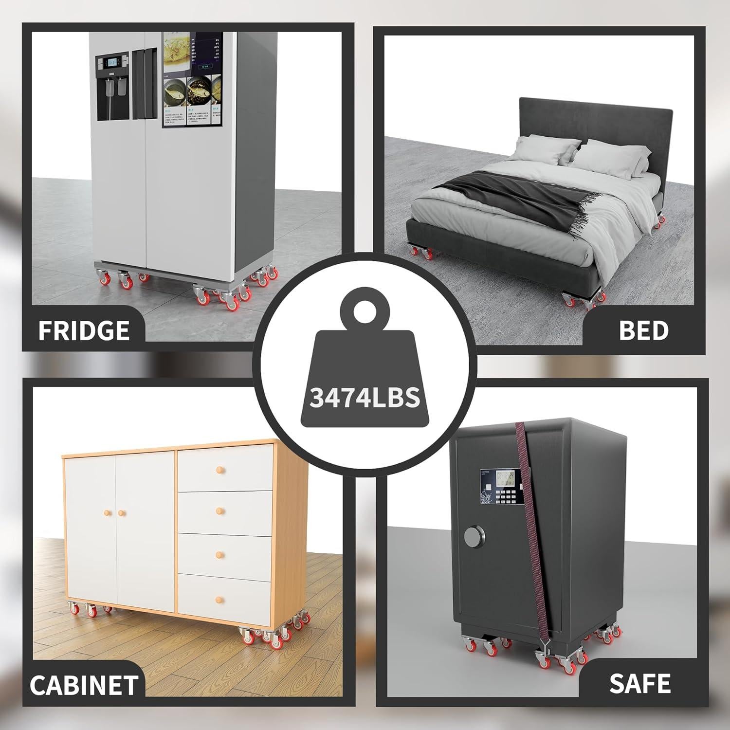 Carretilla de Muebles MYUEA 5 Ruedas Carga Pesada 1600 kg