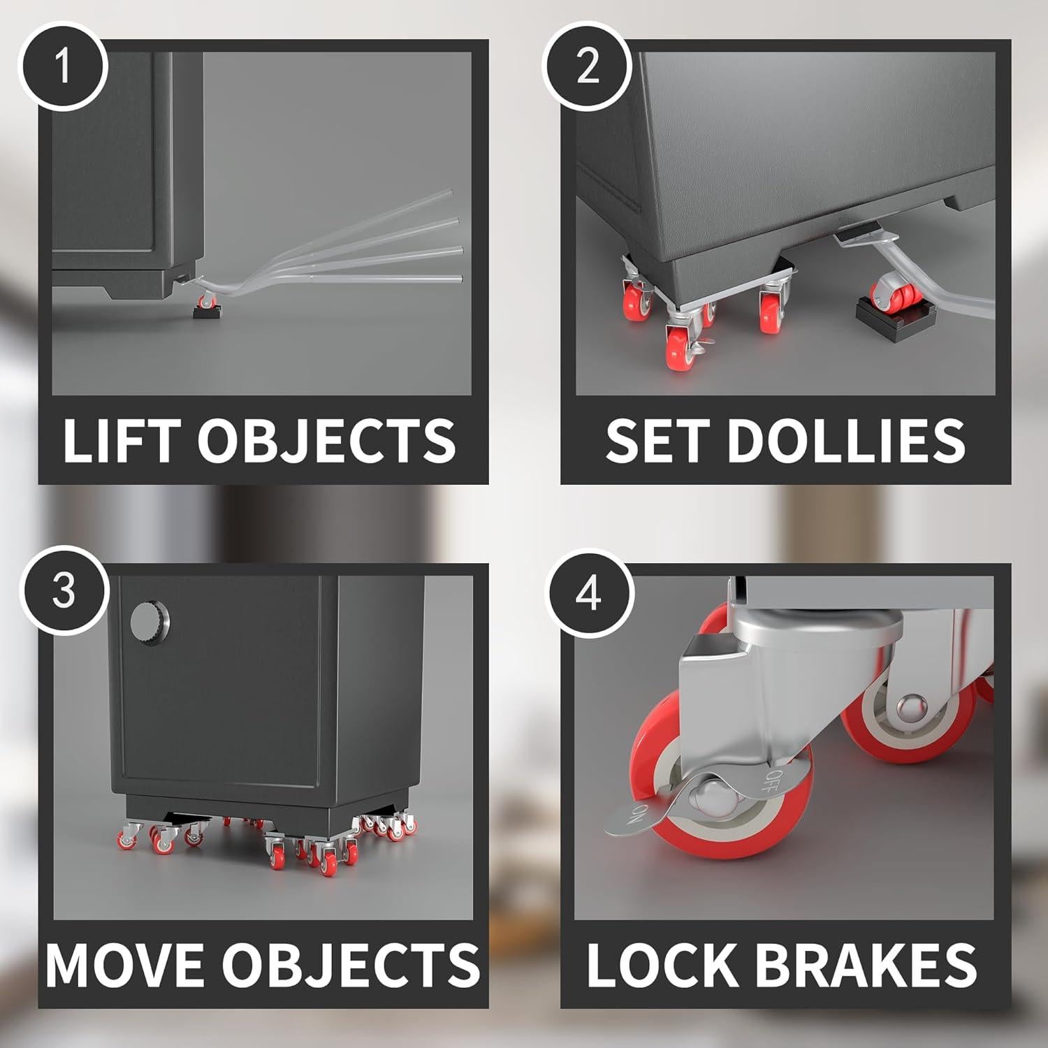 Carretilla de Muebles MYUEA 5 Ruedas Carga Pesada 1600 kg