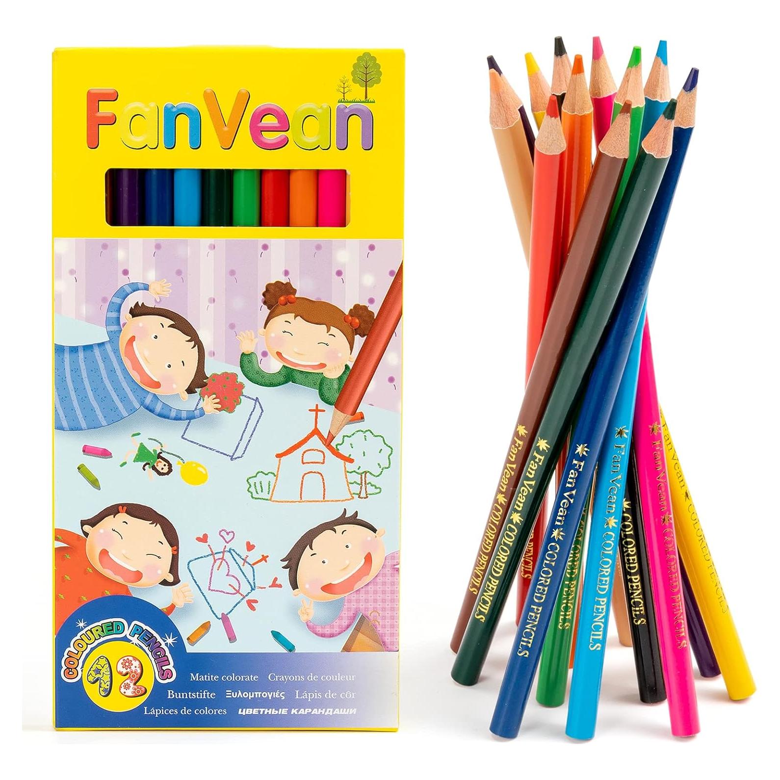 Lápices de Color FanVean 12 Colores Preafilados Escolares