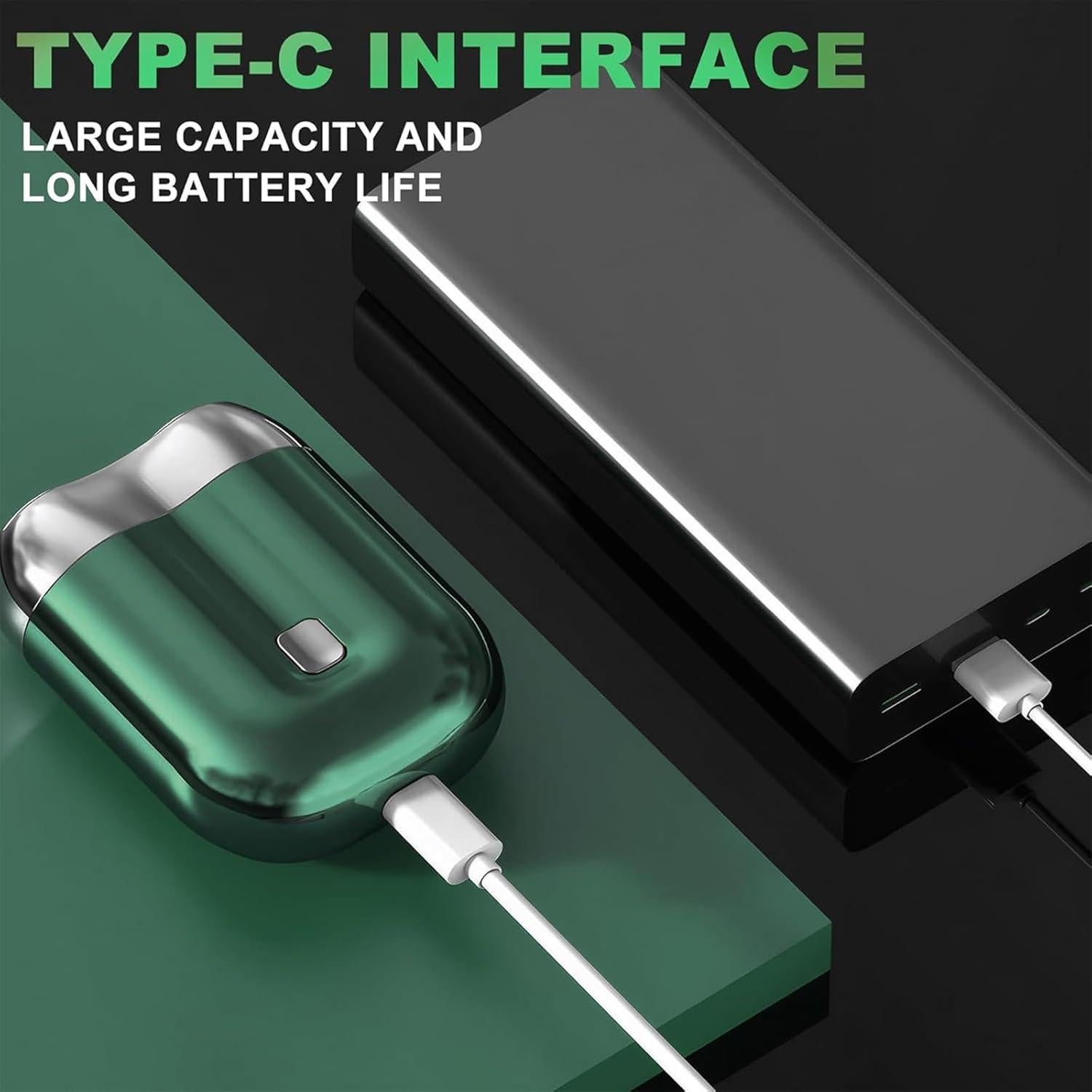Mini Afeitadora Eléctrica Doble Cabezal Genérico USB Verde
