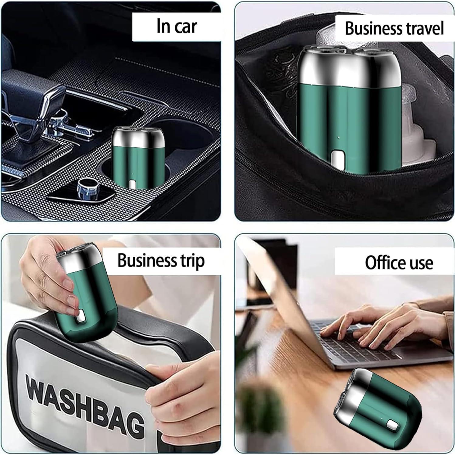 Mini Afeitadora Eléctrica Doble Cabezal Genérico USB Verde