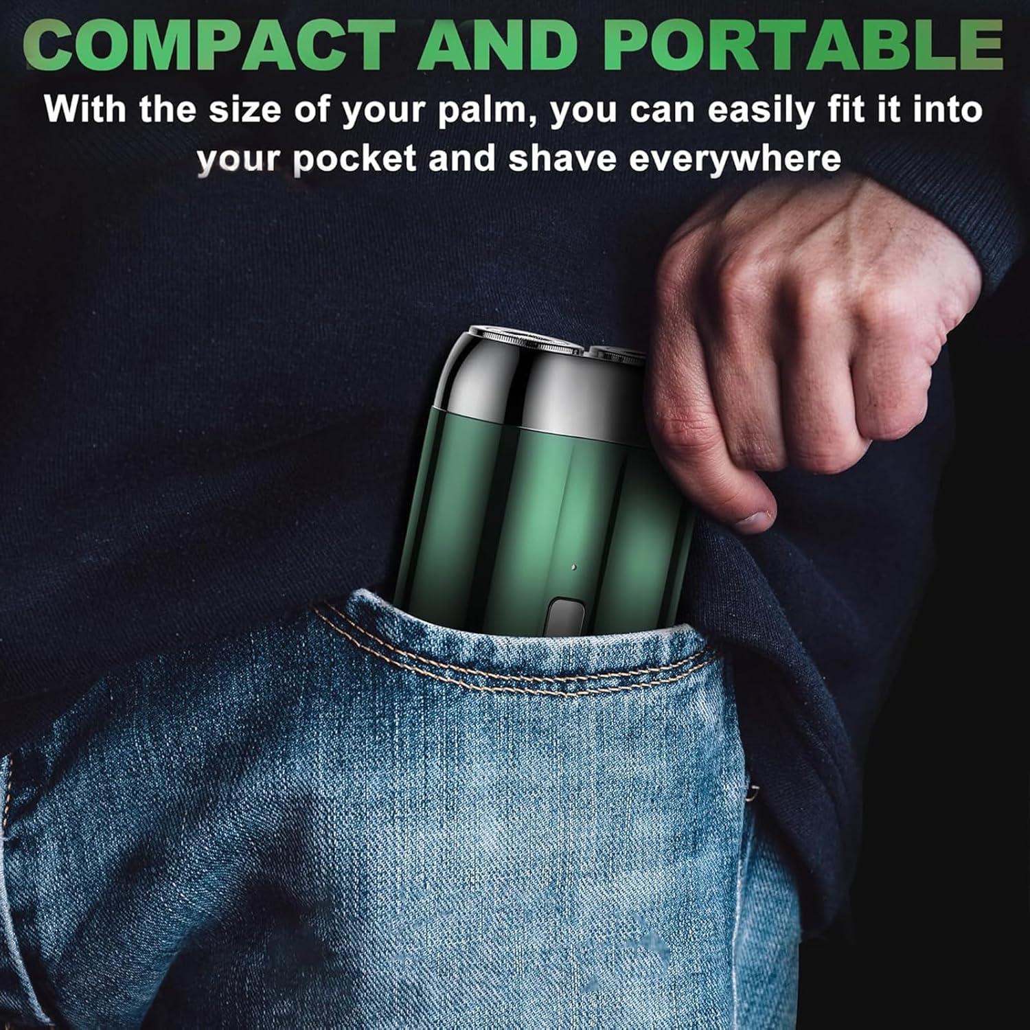 Mini Afeitadora Eléctrica Doble Cabezal Genérico USB Verde