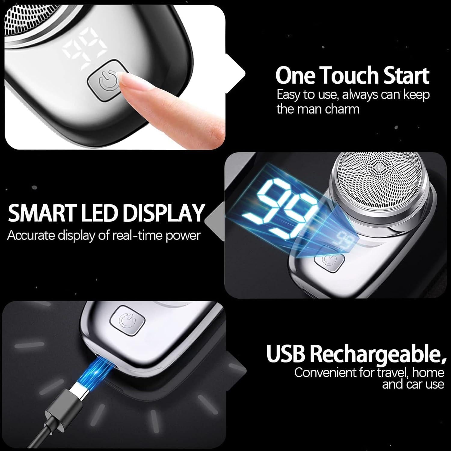 Afeitadora Eléctrica Mini Portátil OFHADF Recargable IPX7