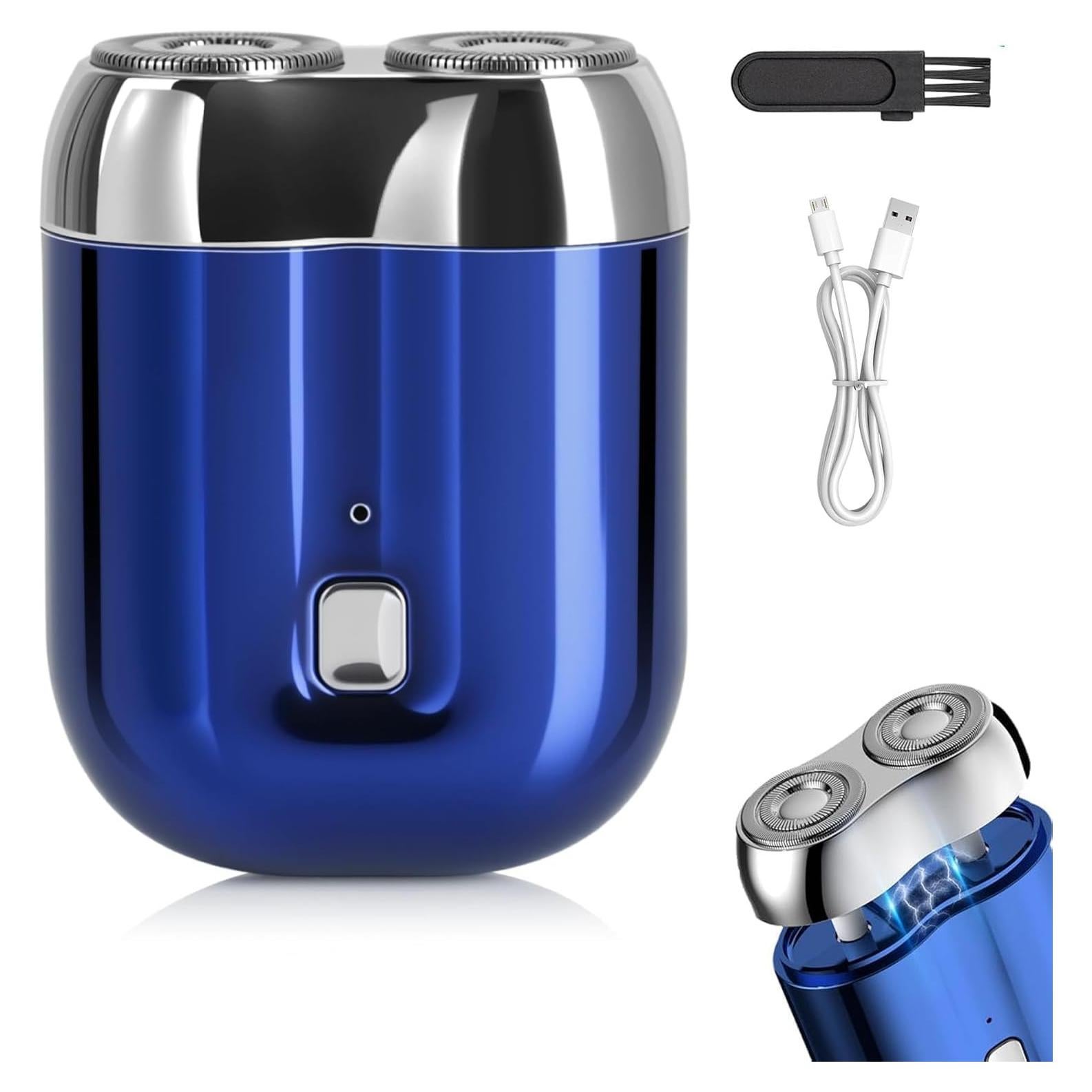 Afeitadora Eléctrica Mini Senduzll 2025 Doble Cabezal USB Azul