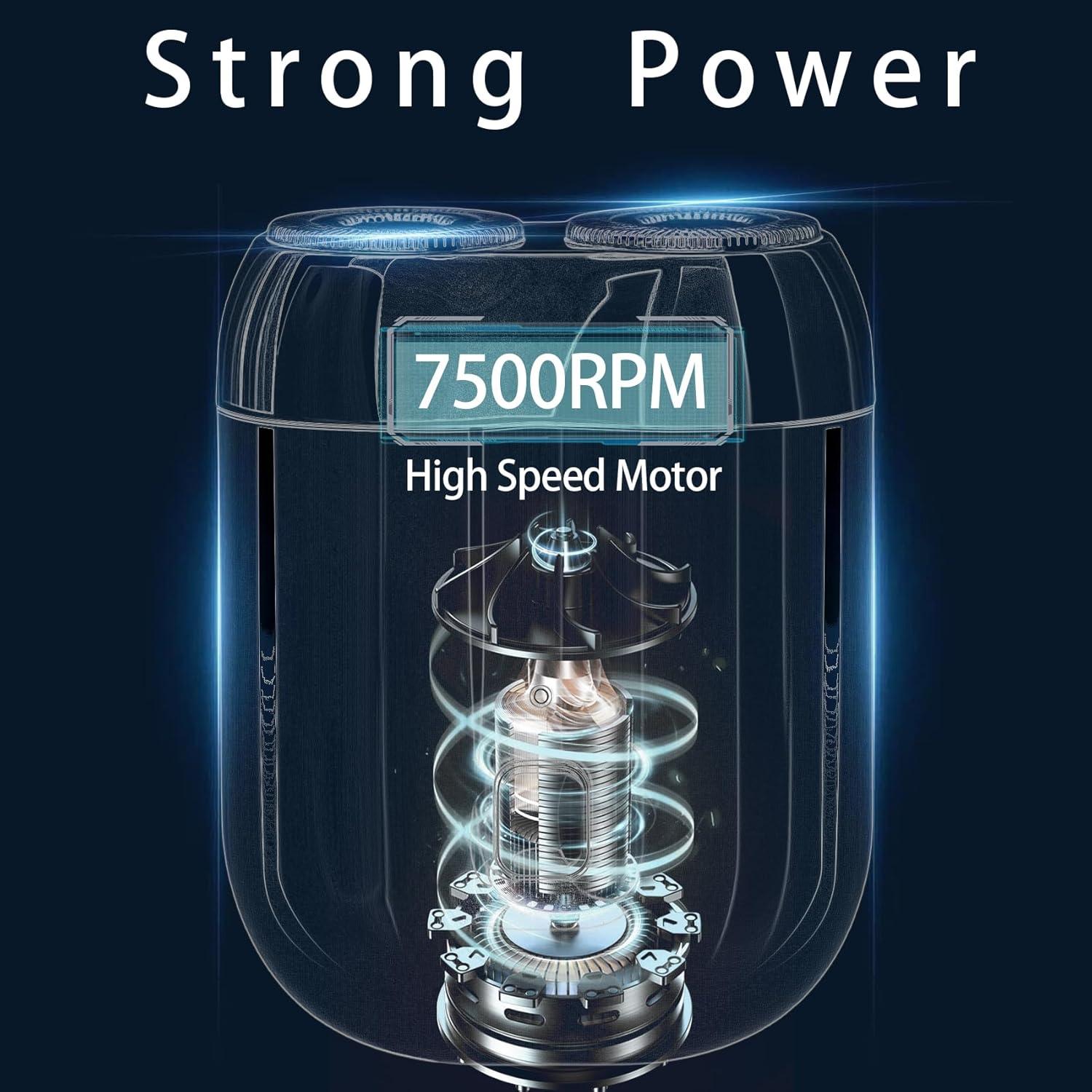 Afeitadora Eléctrica Mini Senduzll 2025 Doble Cabezal USB Azul