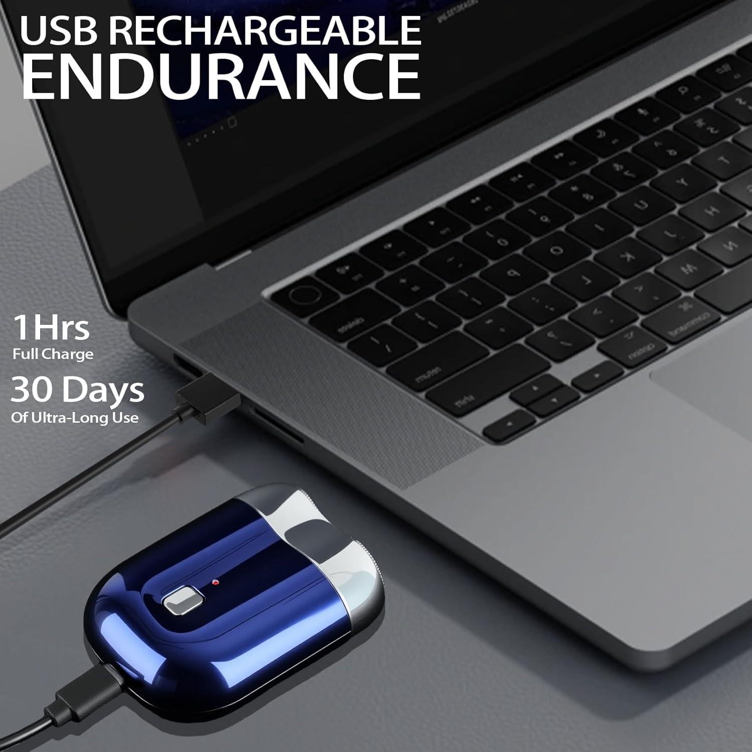 Afeitadora Eléctrica Mini Senduzll 2025 Doble Cabezal USB Azul