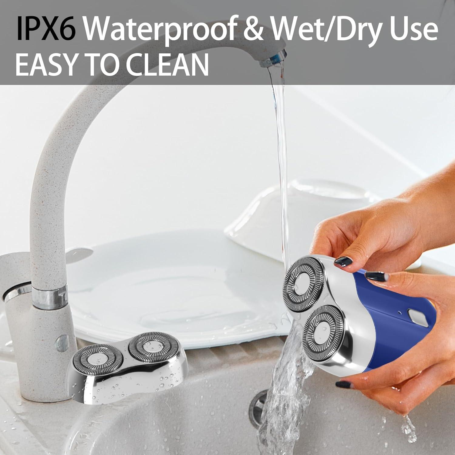 Afeitadora Eléctrica Mini Senduzll 2025 Doble Cabezal USB Azul