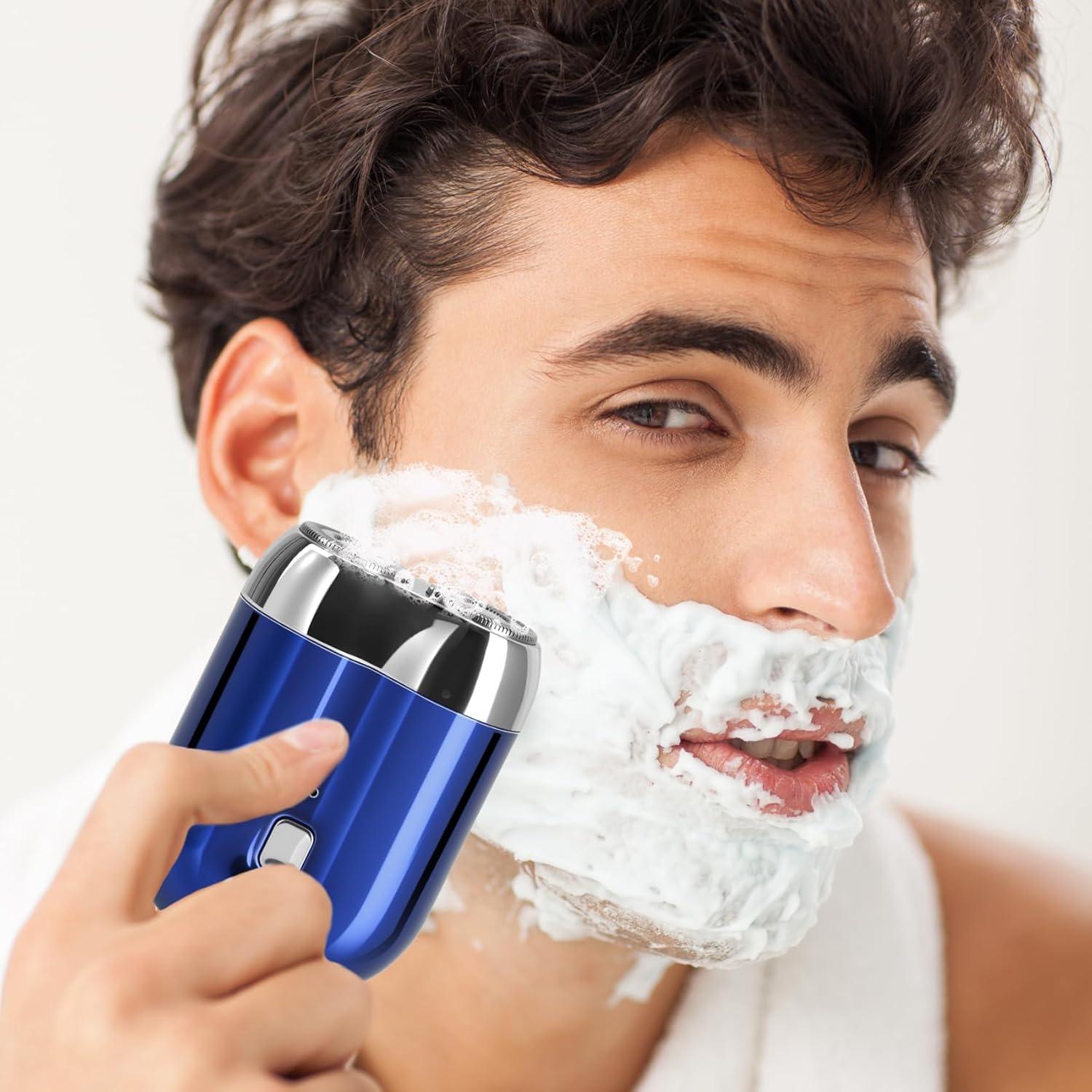 Afeitadora Eléctrica Mini Senduzll 2025 Doble Cabezal USB Azul