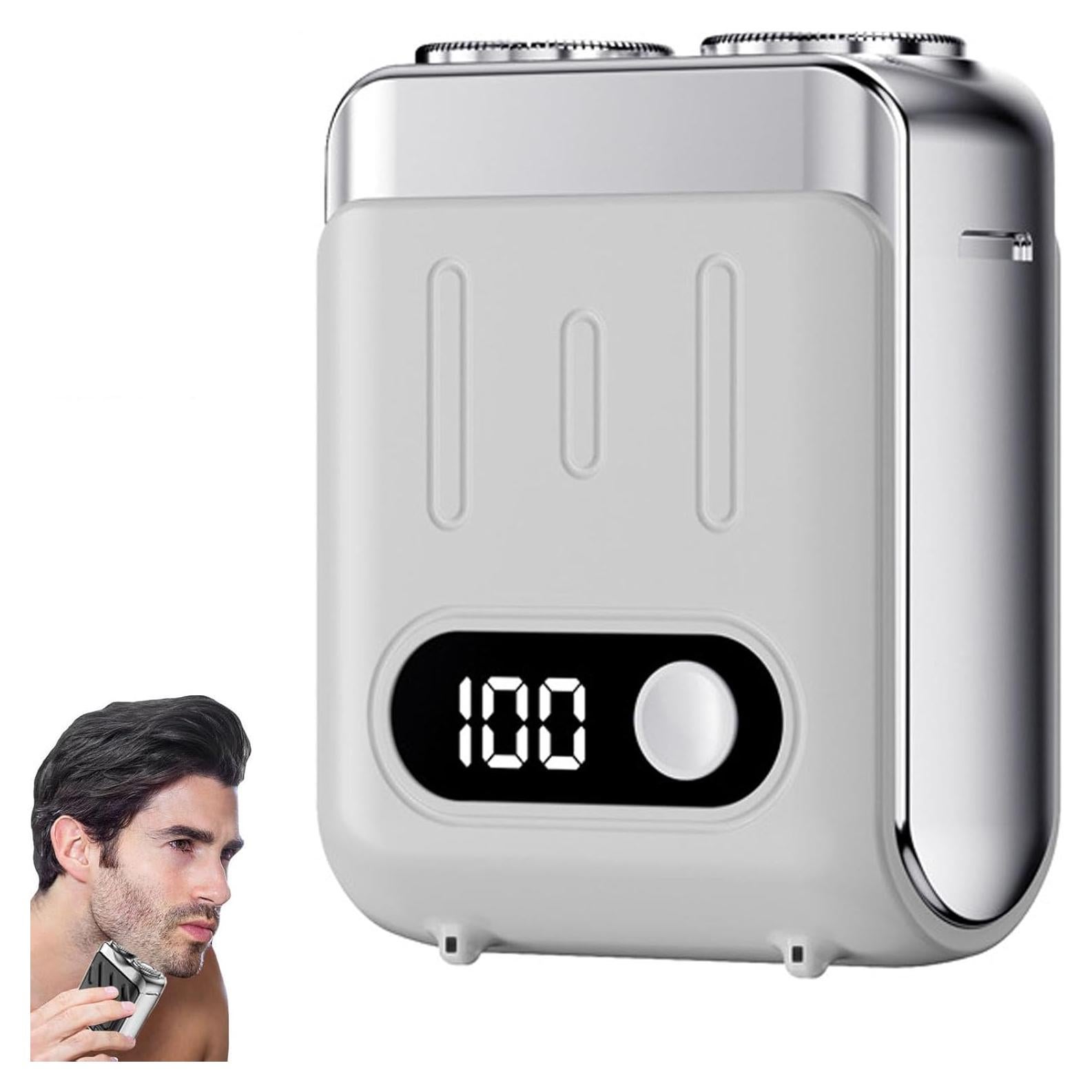 Afeitadora eléctrica rotativa portátil Dnyun doble cabezal blanca