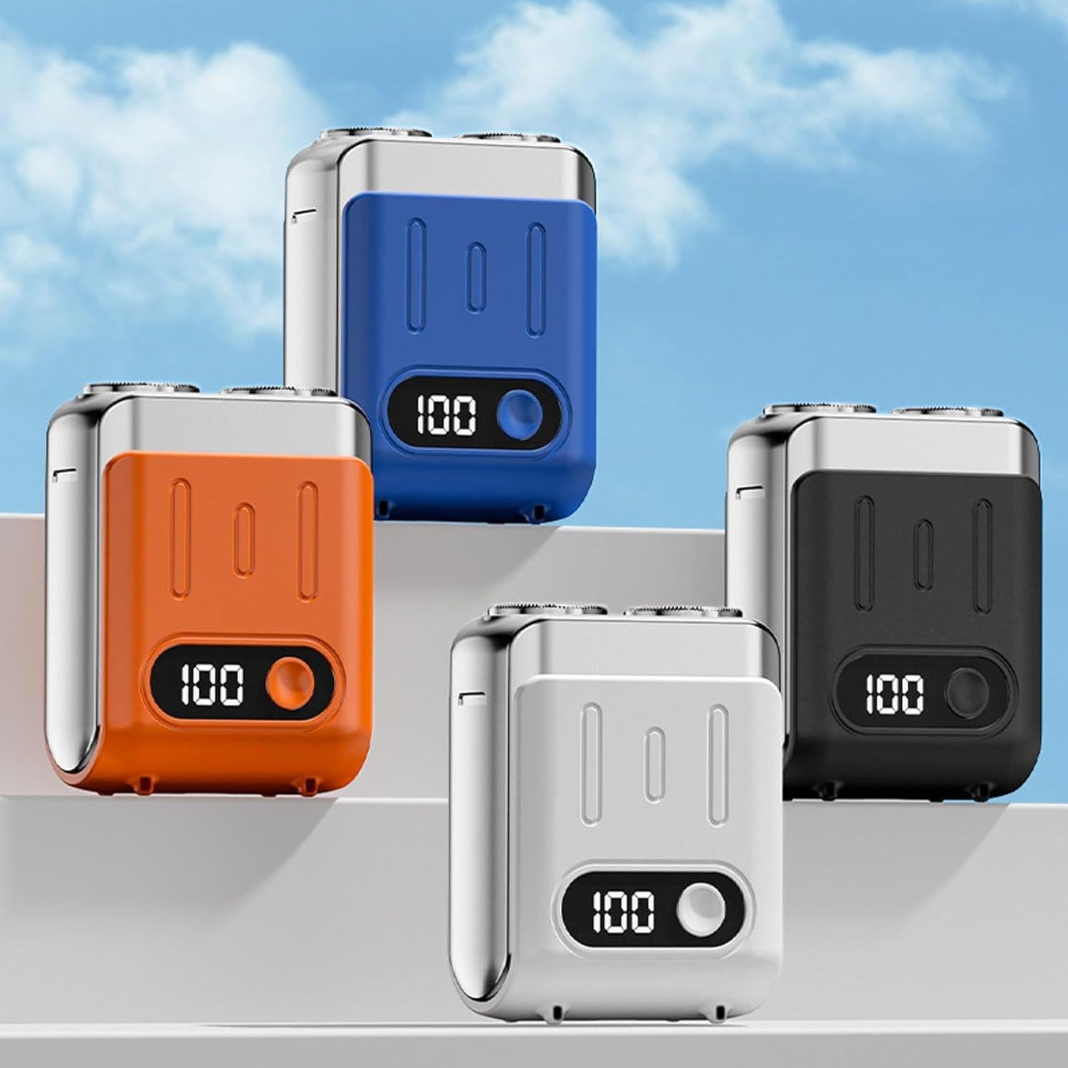 Afeitadora eléctrica rotativa portátil Dnyun doble cabezal blanca