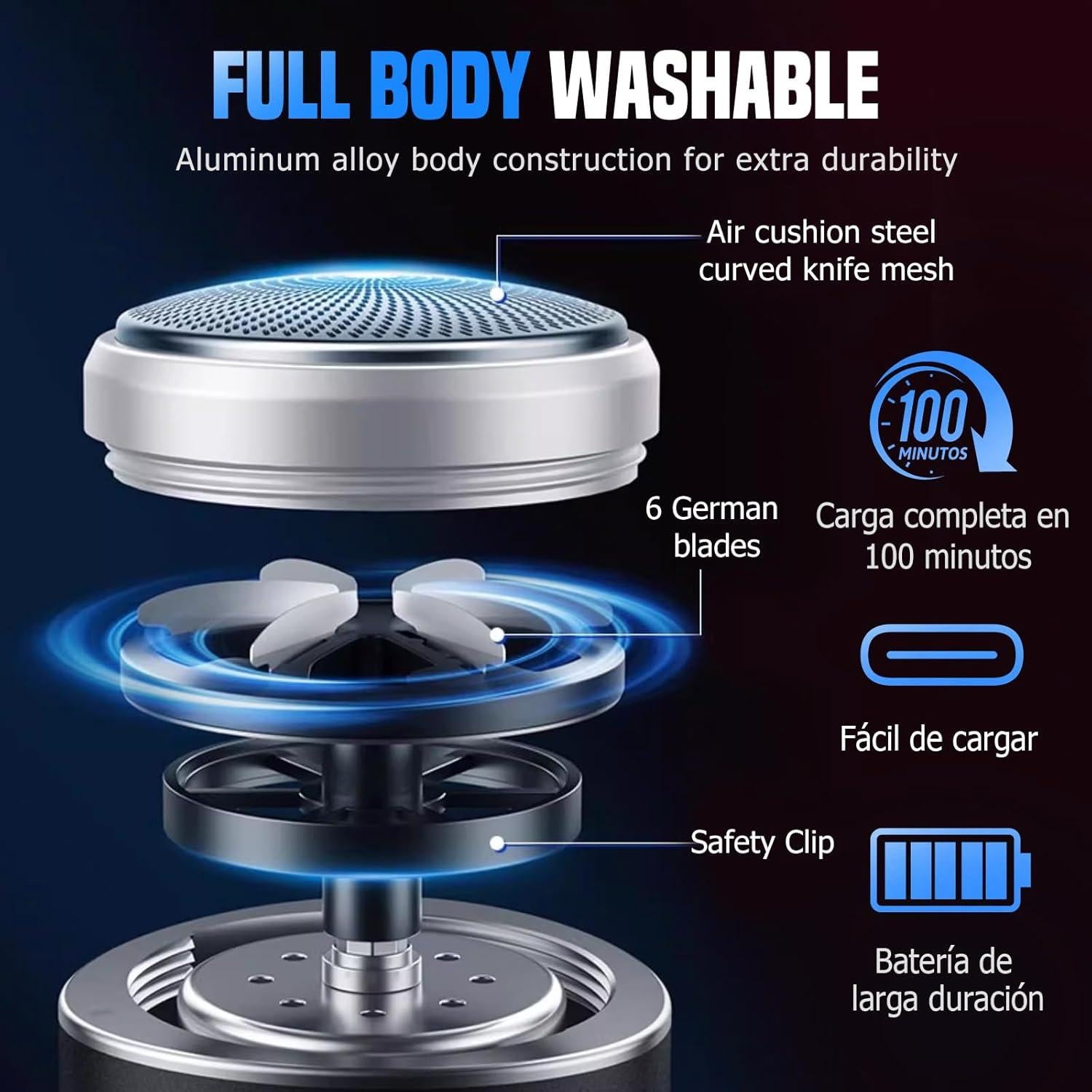 Mini Afeitadora Eléctrica Portátil WUSAIRX Bronce 3W Impermeable