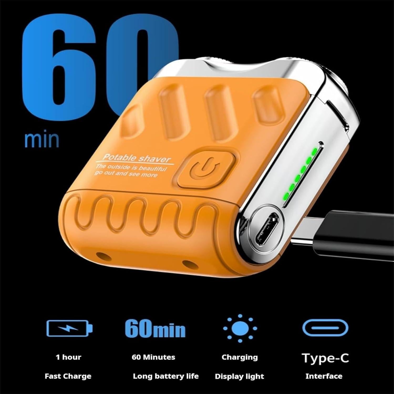 Afeitadora Eléctrica Portátil para Hombres - Carga Rápida USB-C