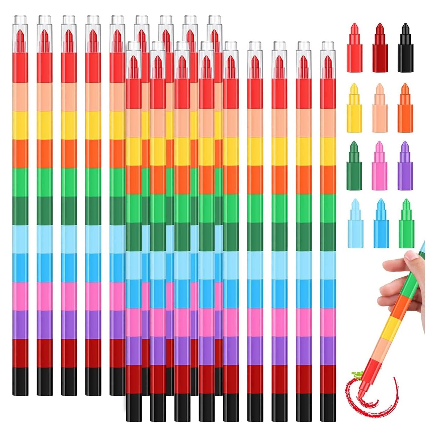 Crayones Apilables WXJ13 18 Piezas 12 Colores para Niños