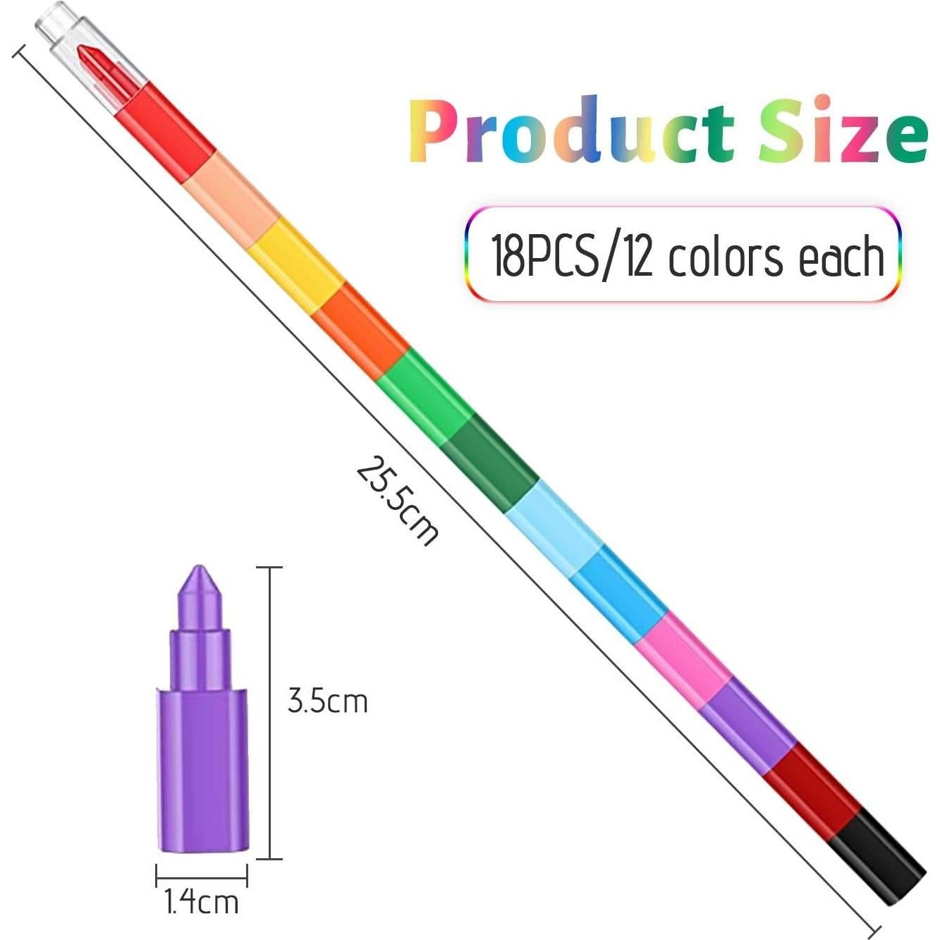 Crayones Apilables WXJ13 18 Piezas 12 Colores para Niños